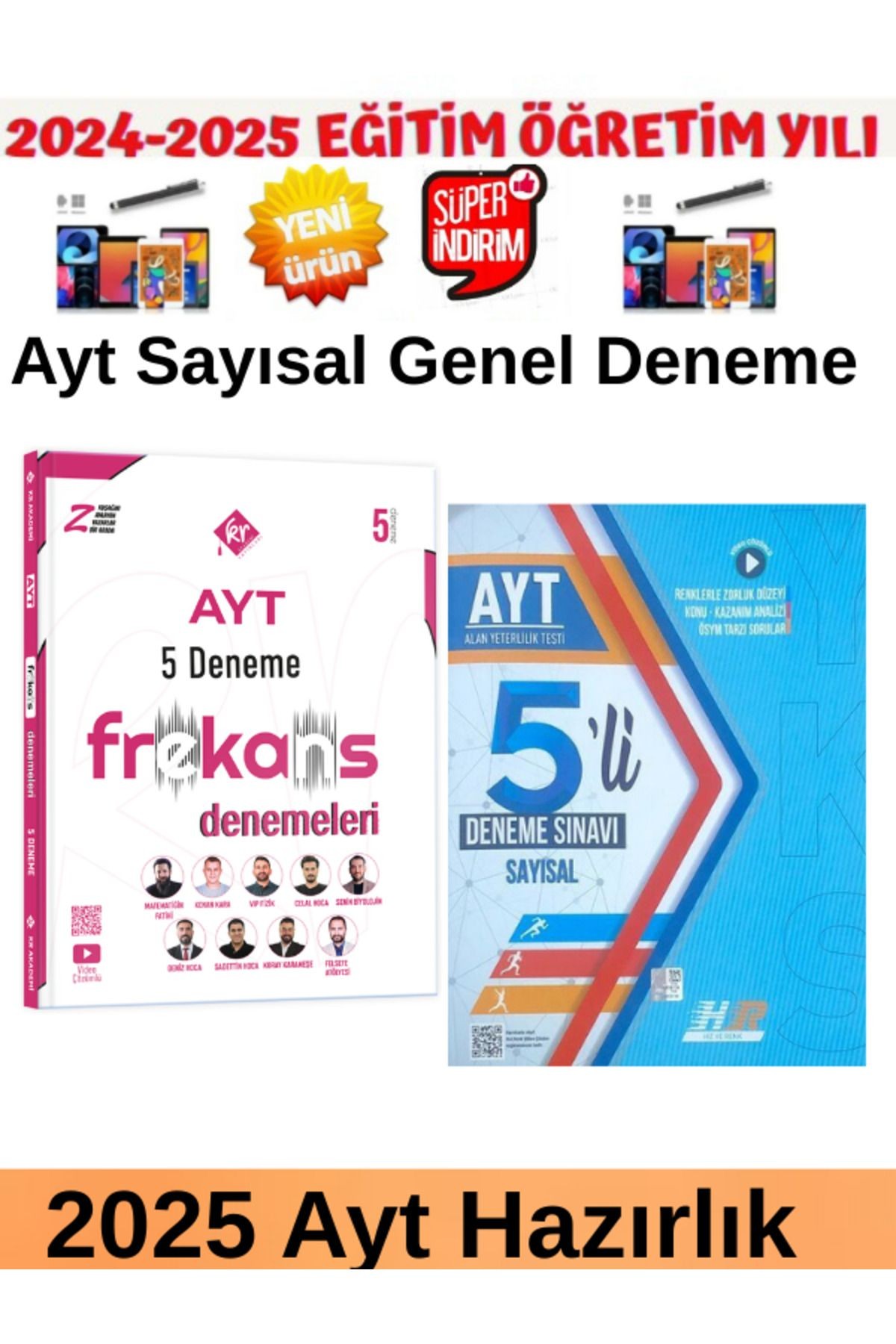 Kr Akademi Frekans Ayt Sayısal 5 Deneme+Hız ve Renk Ayt Sayısal 5 Deneme +Android Kalem