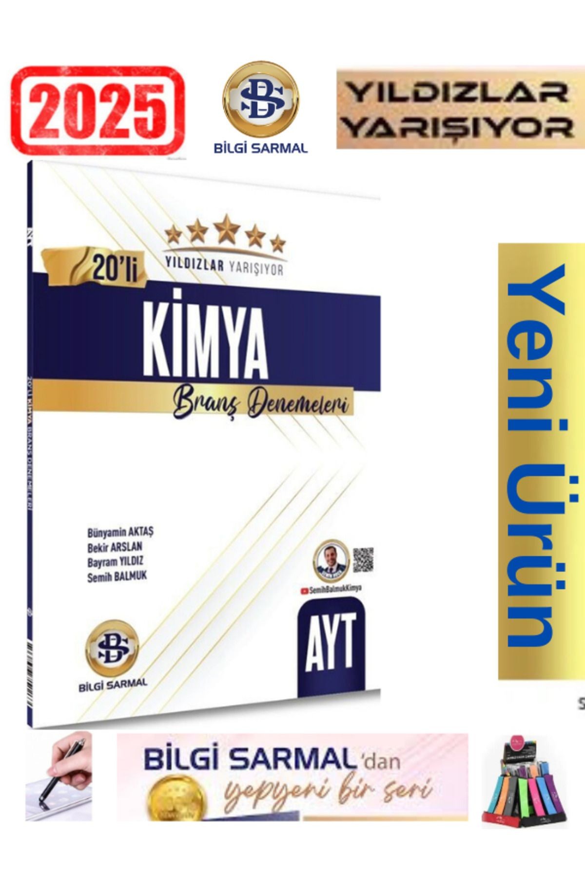 2025 AYT Kimya Yıldızlar Yarışıyor 20 li Branş Denemesi(Yeni Ürün)+Android Kalem+ Kalemlik