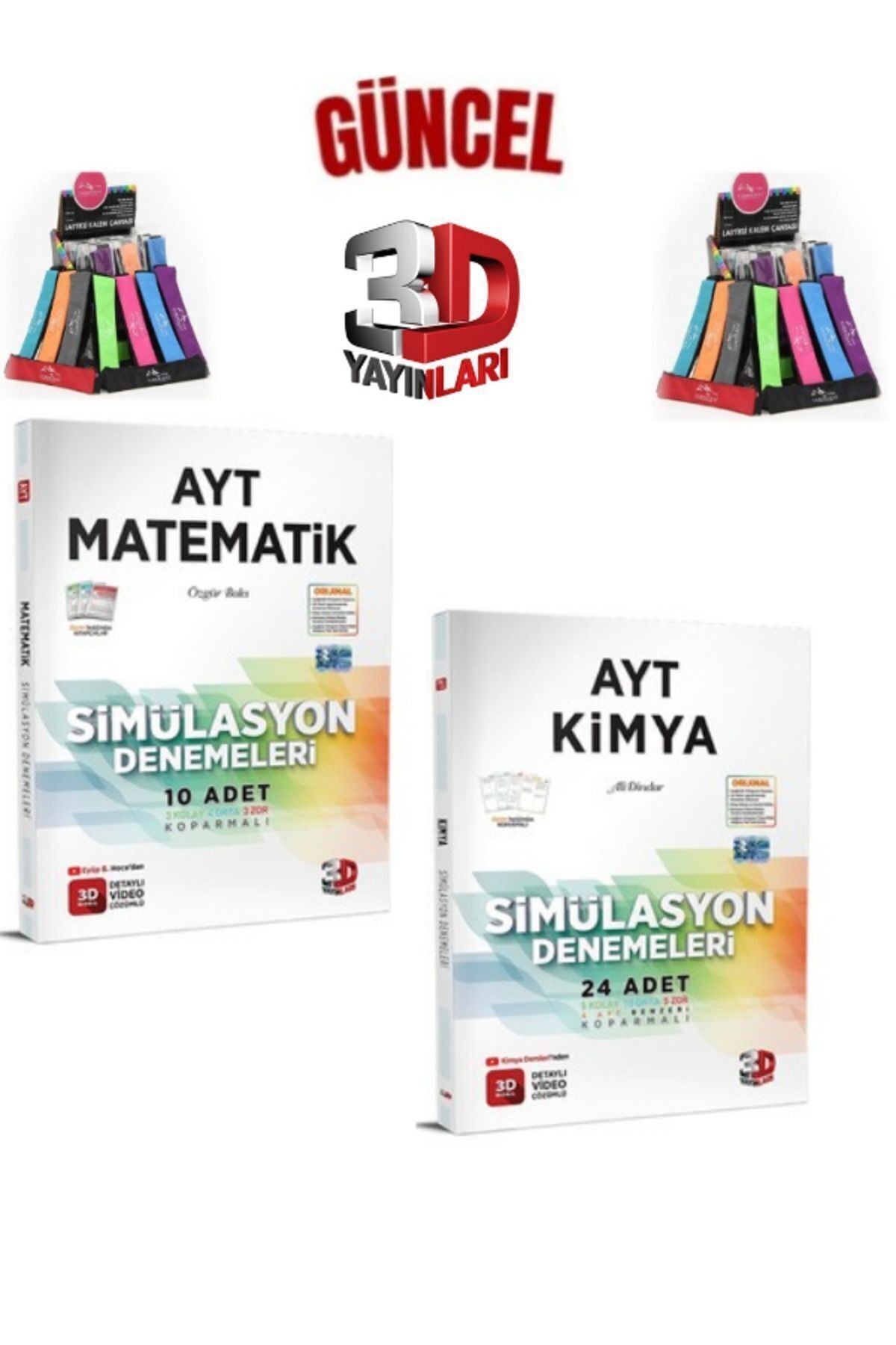 2025 3D Çözüm Ayt Matematik(10)-Kimya(24) 34 Adet Deneme Seti+Cambridge Kalemlik