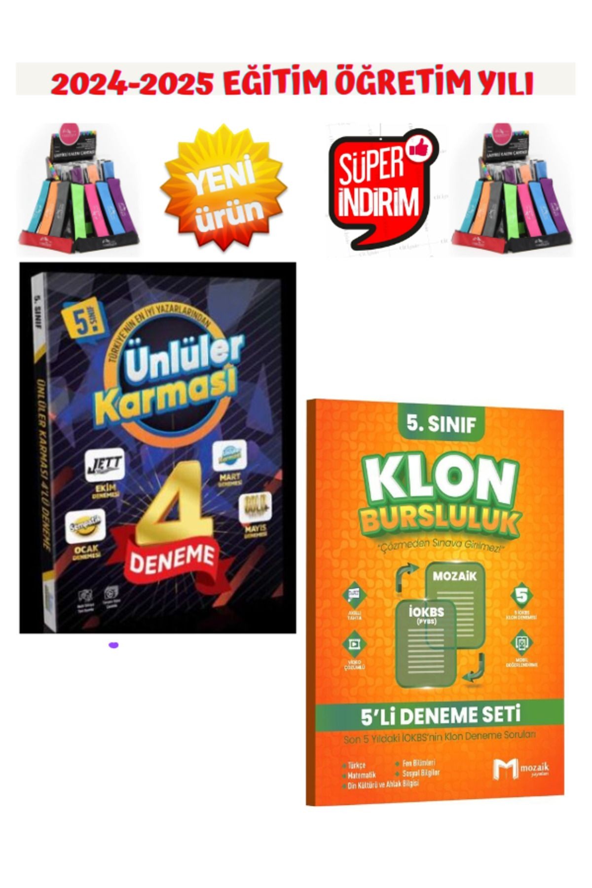 2025 5.Sınıf Tüm Dersler 4 Farklı Yayın Deneme++Mozaik Yayınları 5.Sınıf Klon 5li Deneme+Kalemlik