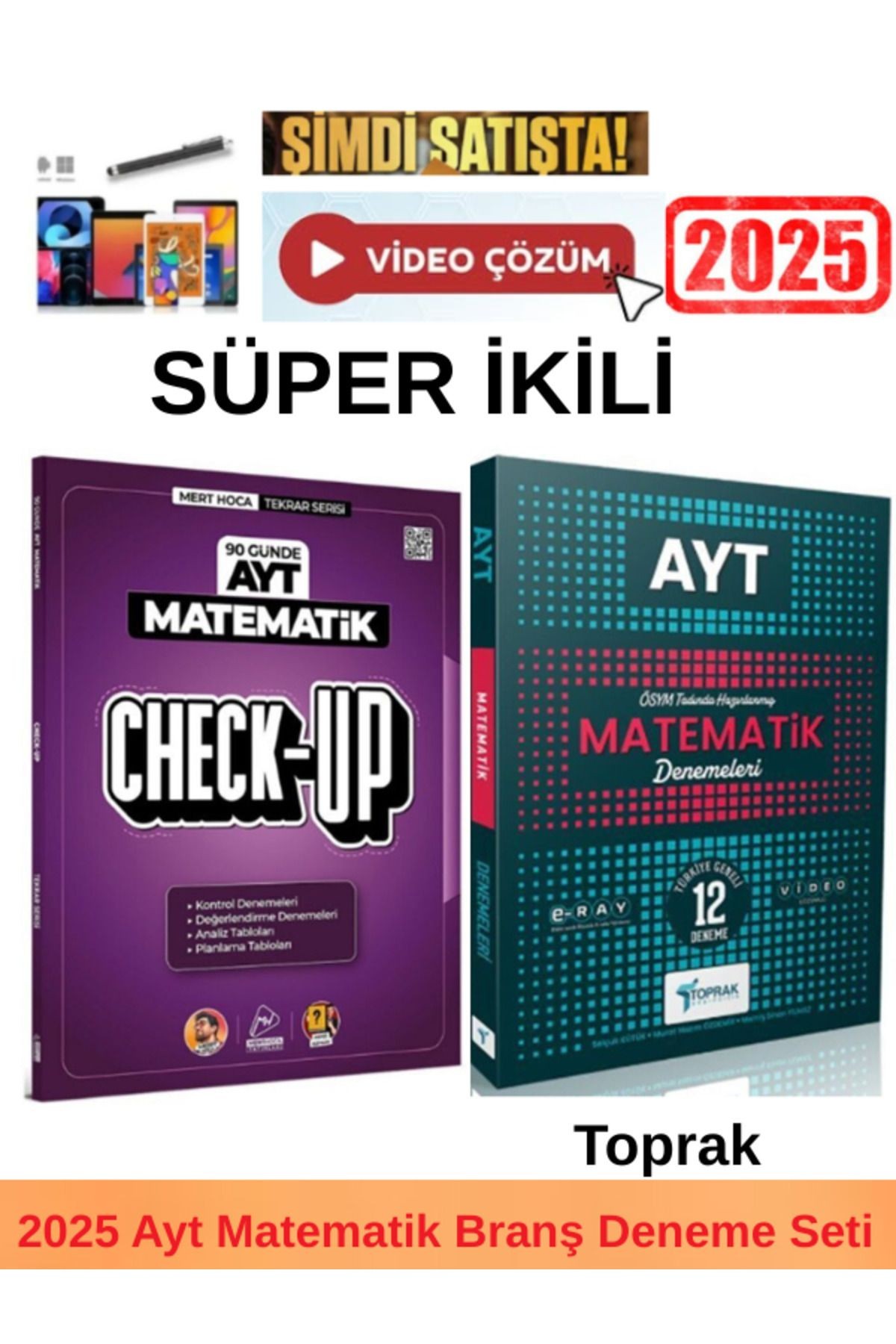 2025 Ayt Check Up 90 Günde Matematik Deneme+Toprak Ayt Matematik 12 Branş Deneme+Kalem
