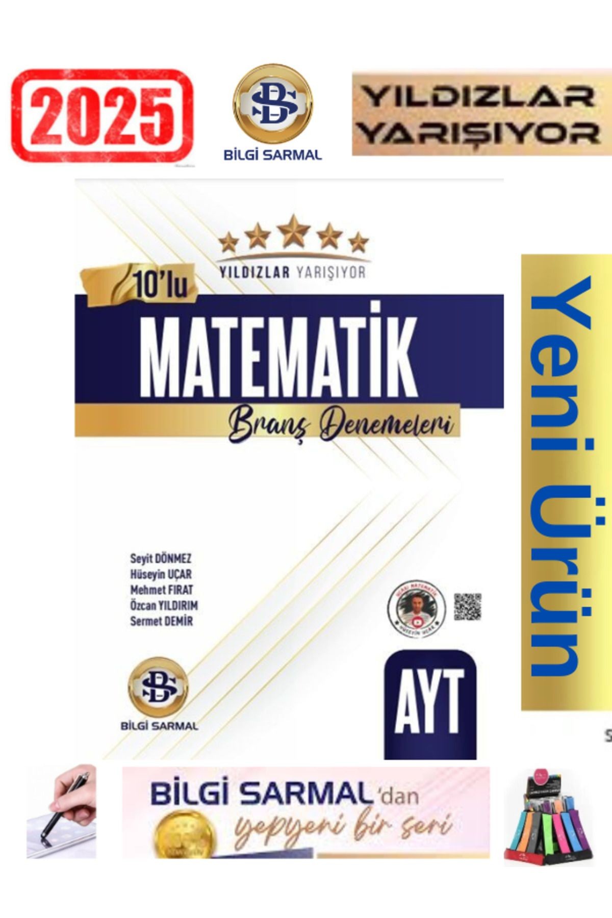 2025 AYT Matematik Yıldızlar Yarışıyor 10 lu Branş Denemesi(Yeni Ürün)+Android Kalem+Kalemlik