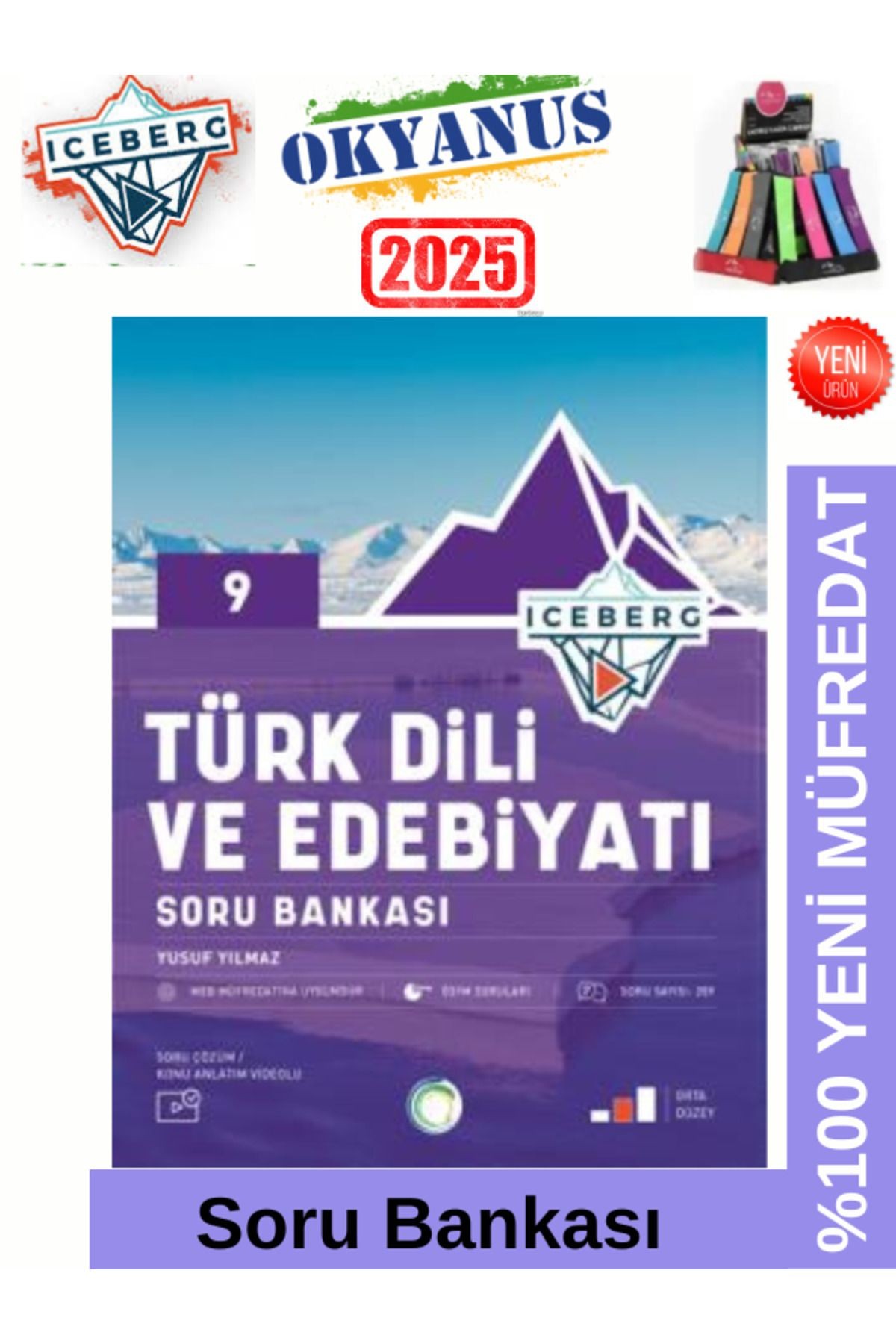 2025 9.Sınıf Iceberg 9.Sınıf Türk Dili Ede.%100 Yeni Müfredat Soru Bankası+ Kalemlik