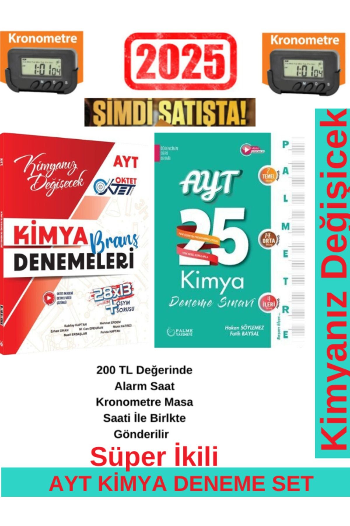 2025 Ayt Kimya 25 Branş Deneme+Oktet Yayınları AYT Kimya 28 x 13 Branş Deneme Seti+Kronometre