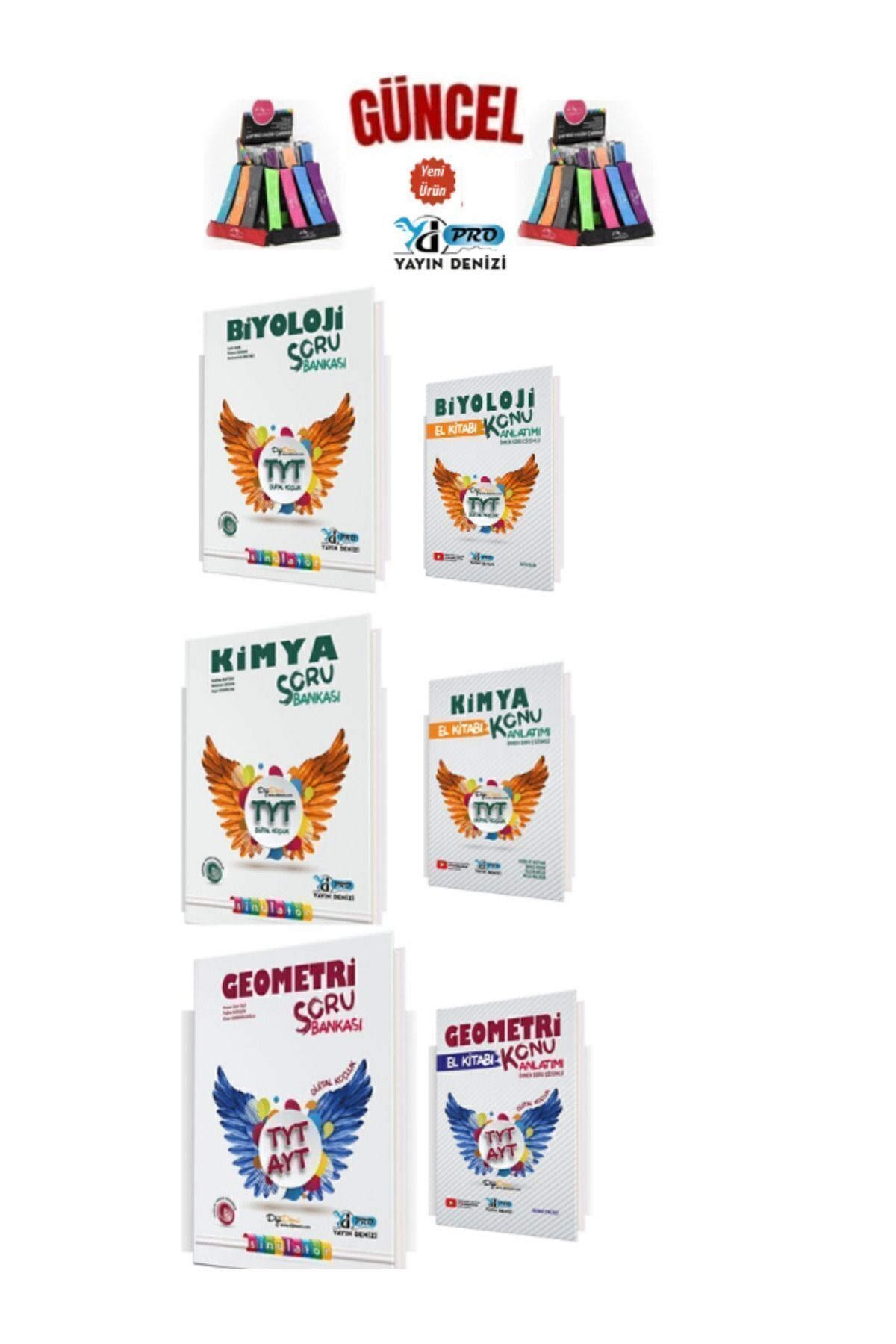 Güncel Tyt Kimya-Biyoloji-TytAyt Geometri Soru Bankası+Konu Anlatımlı  El Kitabı+Kalemlik