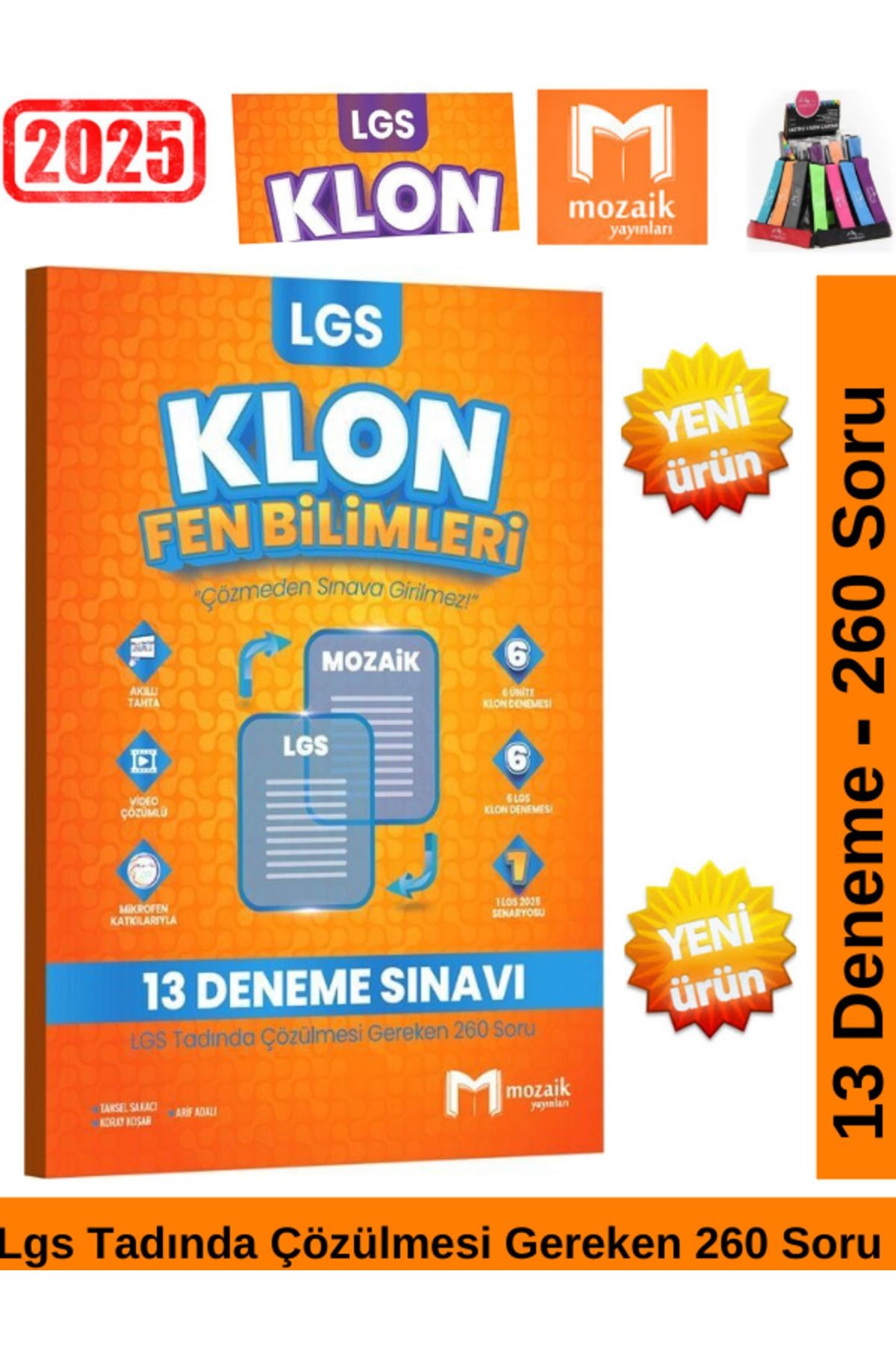 Mozaik 2025 8.Sınıf Klon Lgs Hazılık Mat.-Fen-Türkçe-İnk.Tarihi 64 Deneme 1020 Soru Deneme+Kalemlik