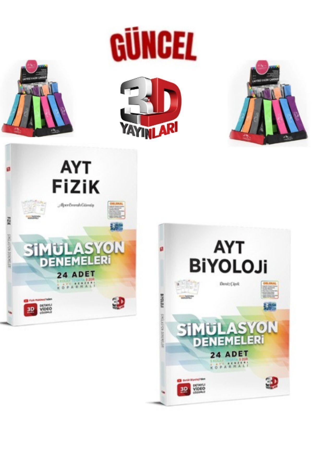 2025 3D Çözüm Ayt Fizik(24)-Biyoloji(24) 48 Adet Koparmalı Deneme Seti+Cambridge Kalemlik