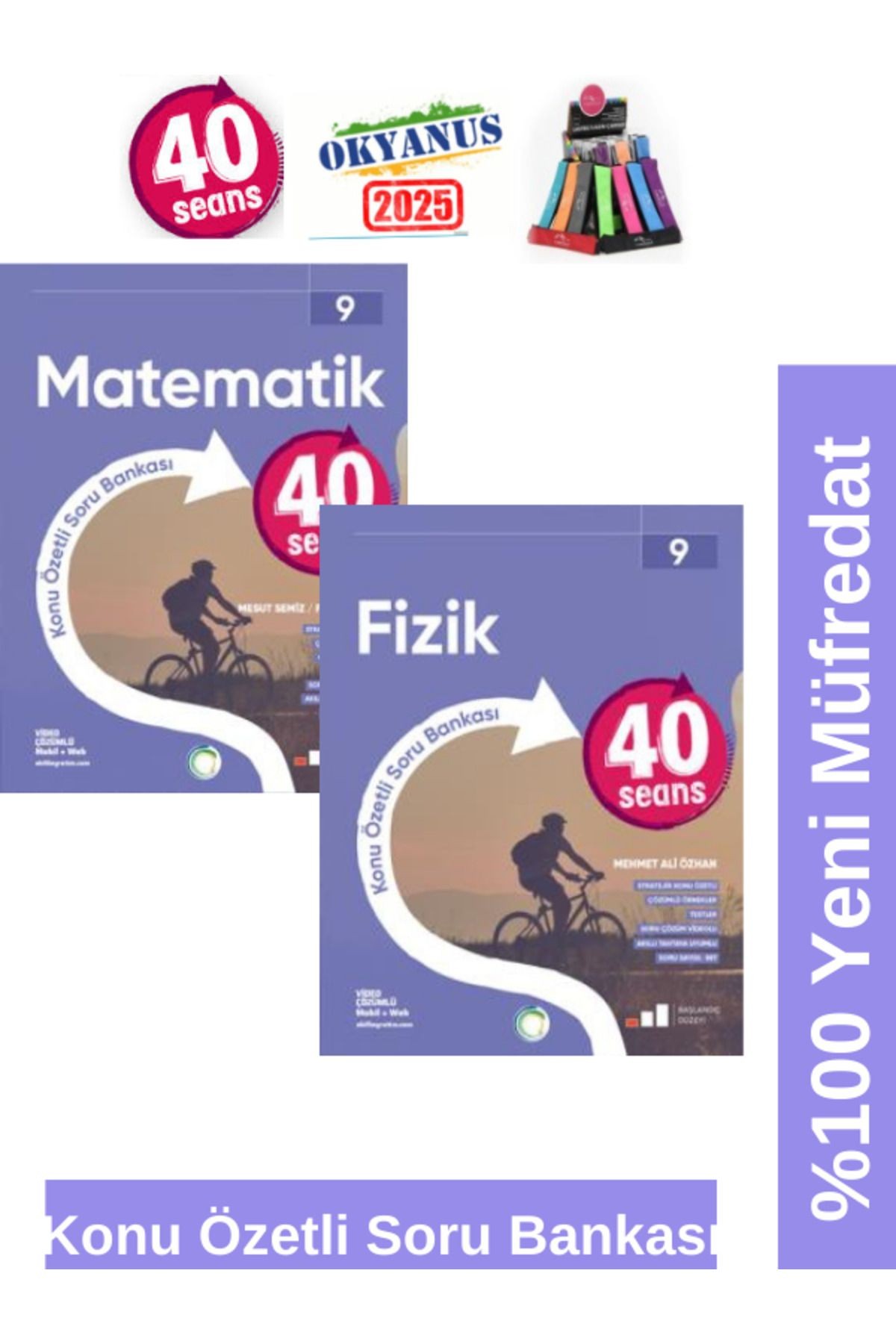 2025 9.Sınıf 40 Seans Matematik-Fizik %100 Yeni Müfredat Konu Özetli Soru Bankası+Kalemlik