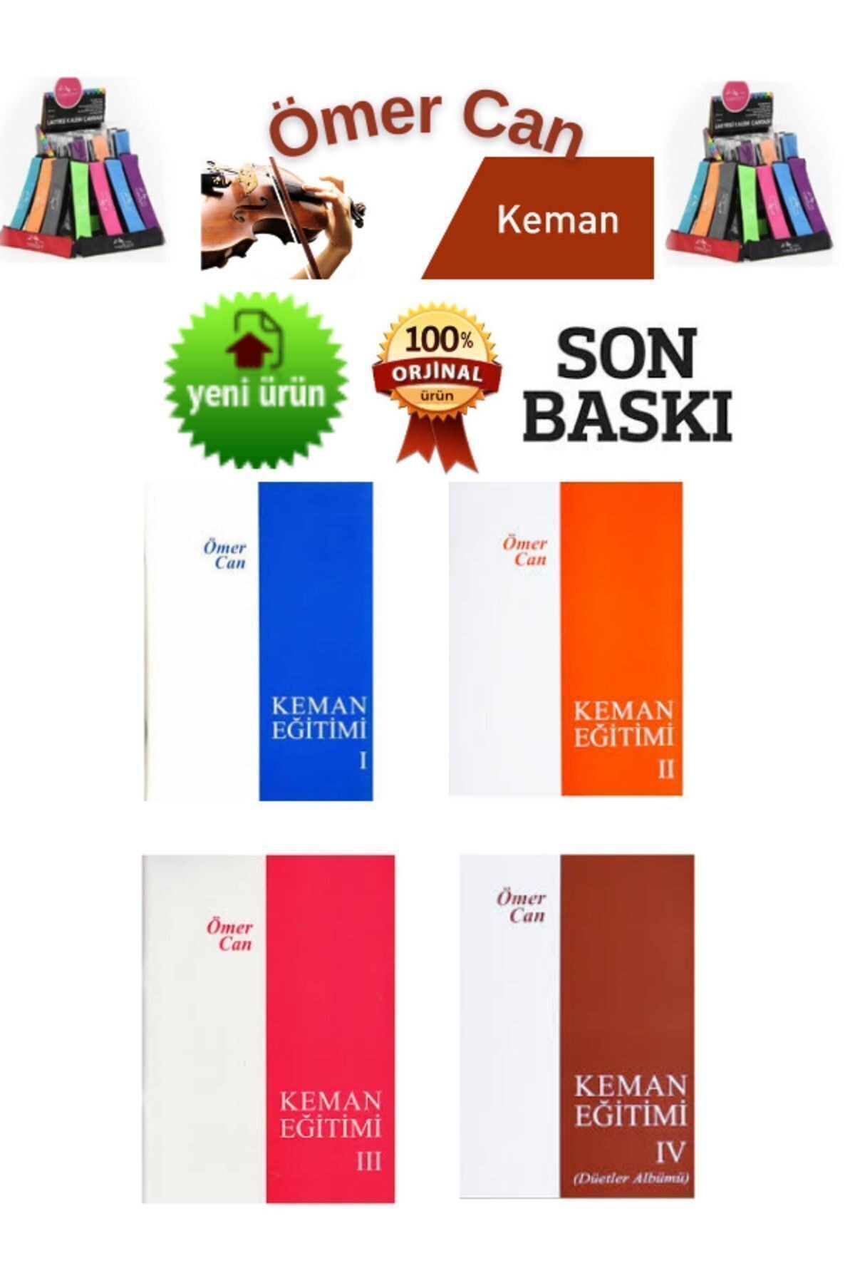 Ömer Can Keman Eğitimi 1-2-3-4(Orijinal Ürün-Son Baskı)4 Kitap+Cambridge Lastikli Kalemlik