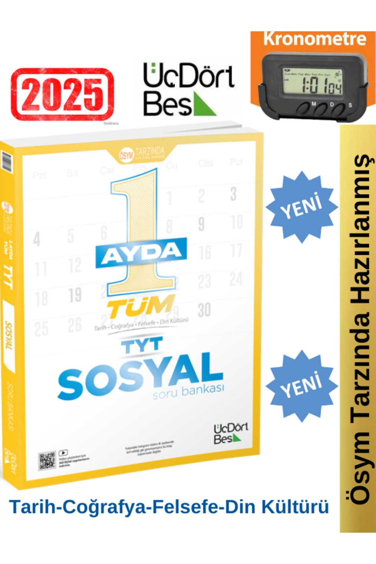 2025 1 Ayda Tüm TYT Sosyal Soru Bankası+Kronometre(Yeni Ürün)