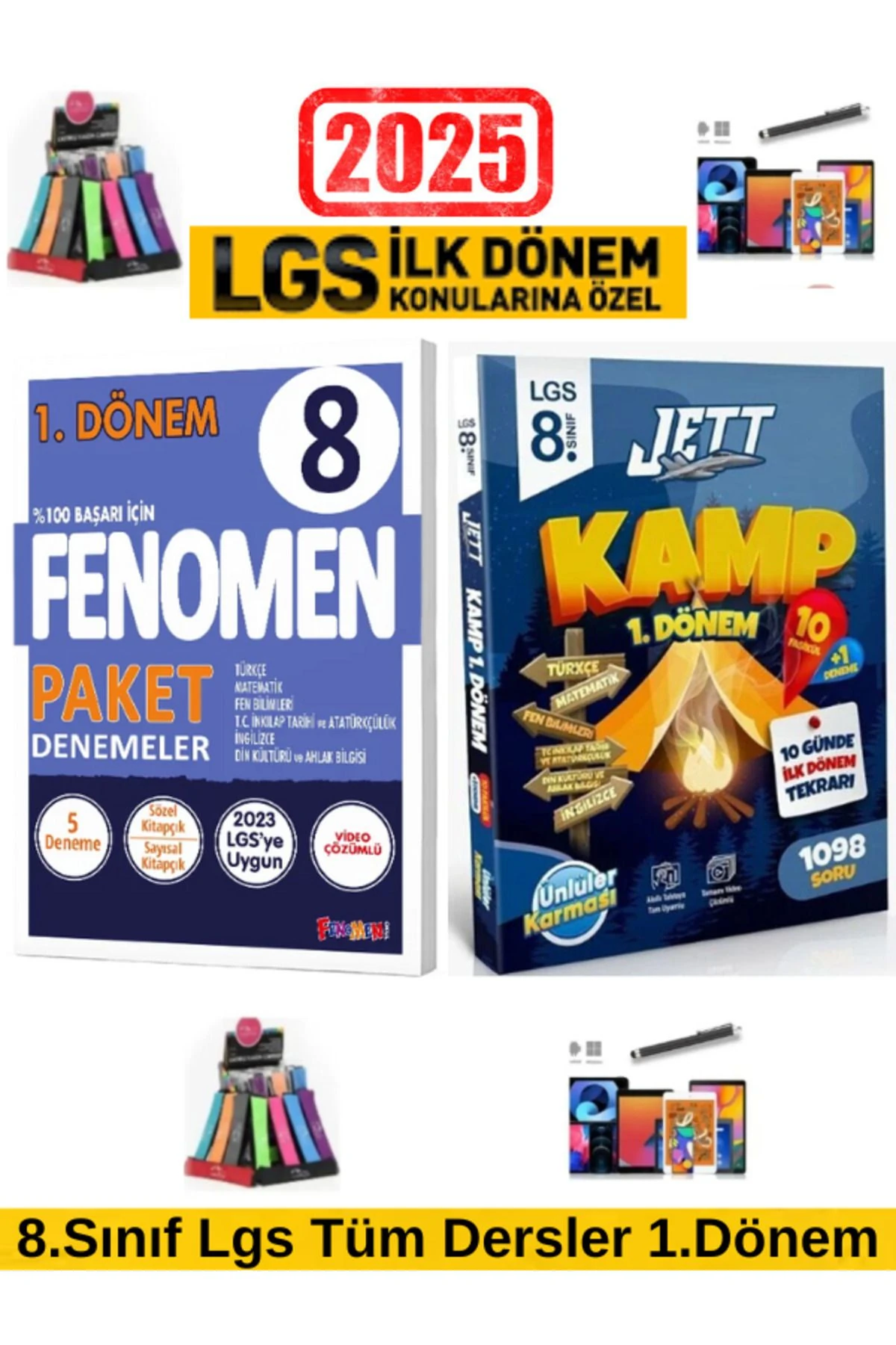 2025 8.Sınıf Lgs 1.Dönem 8 Li Paket Deneme+Ünlüler 1.Dönem Jett Kamp 10 Günde Tekrarı