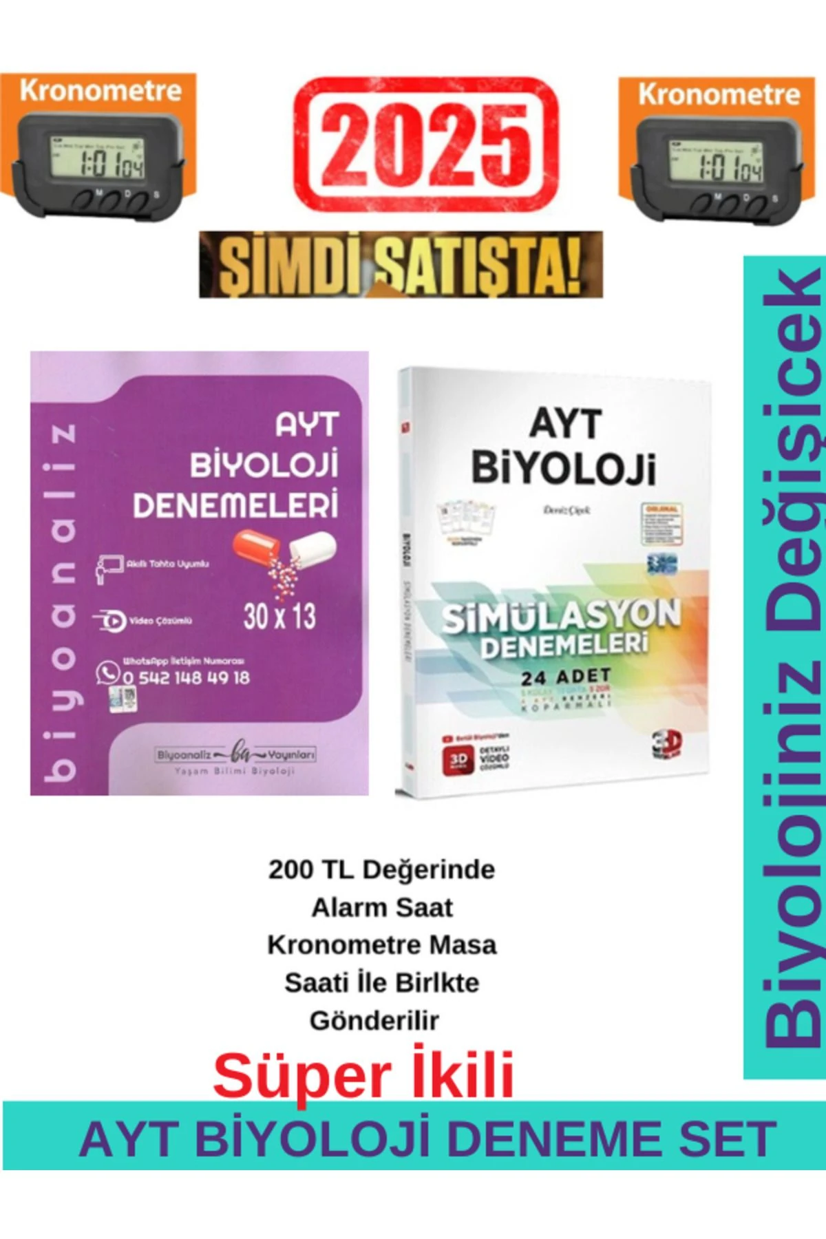 Biyoanaliz 2025 AYT Biyoloji 30x13 Denemeleri+3D Ayt Biyoloji 24 Adet Branş Deneme+Kronometre