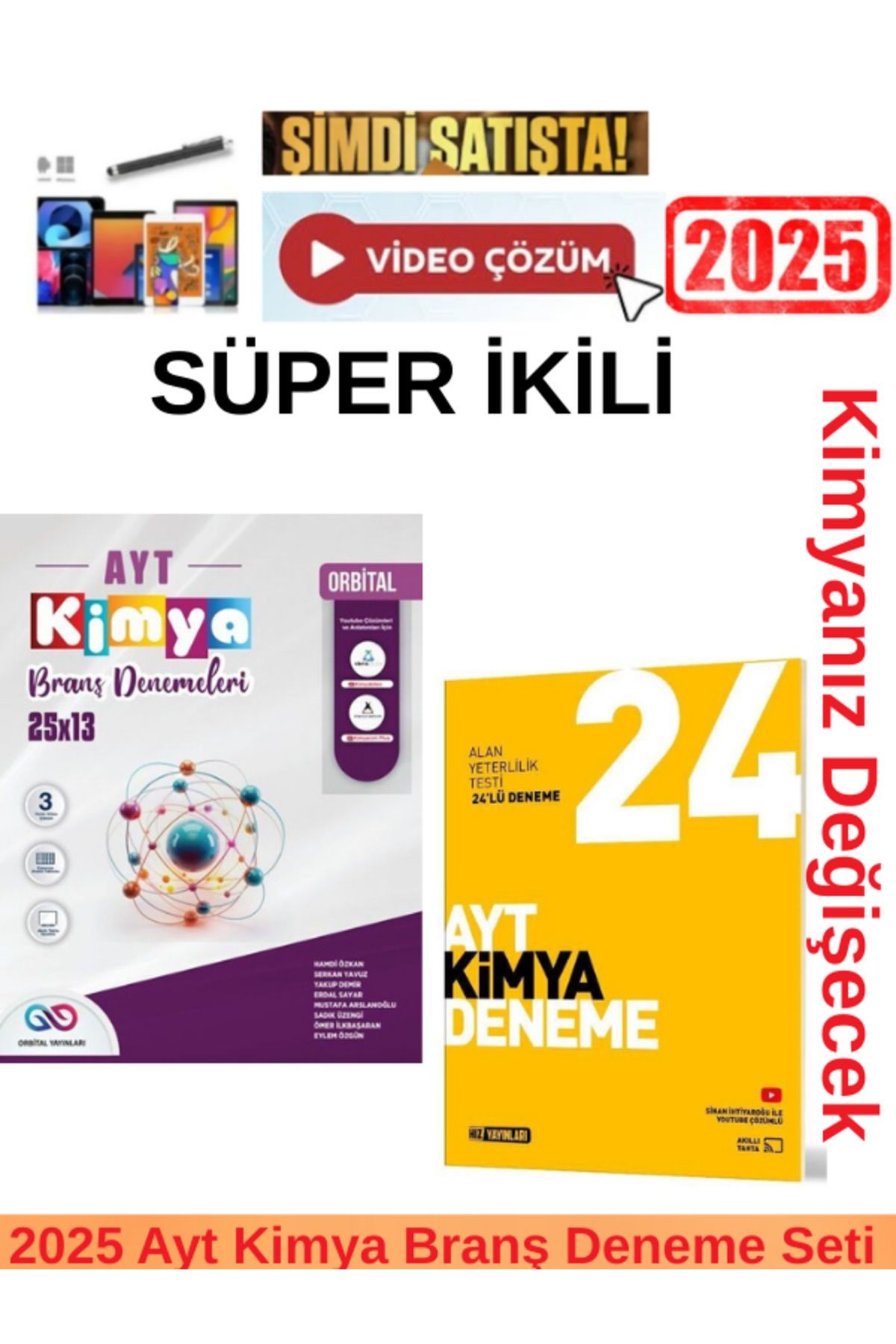 2025 Ayt Kimya 25x13 Branş Deneme+Hız Yayınları Ayt Kimya 24 Branş Deneme Seti+ Kalem