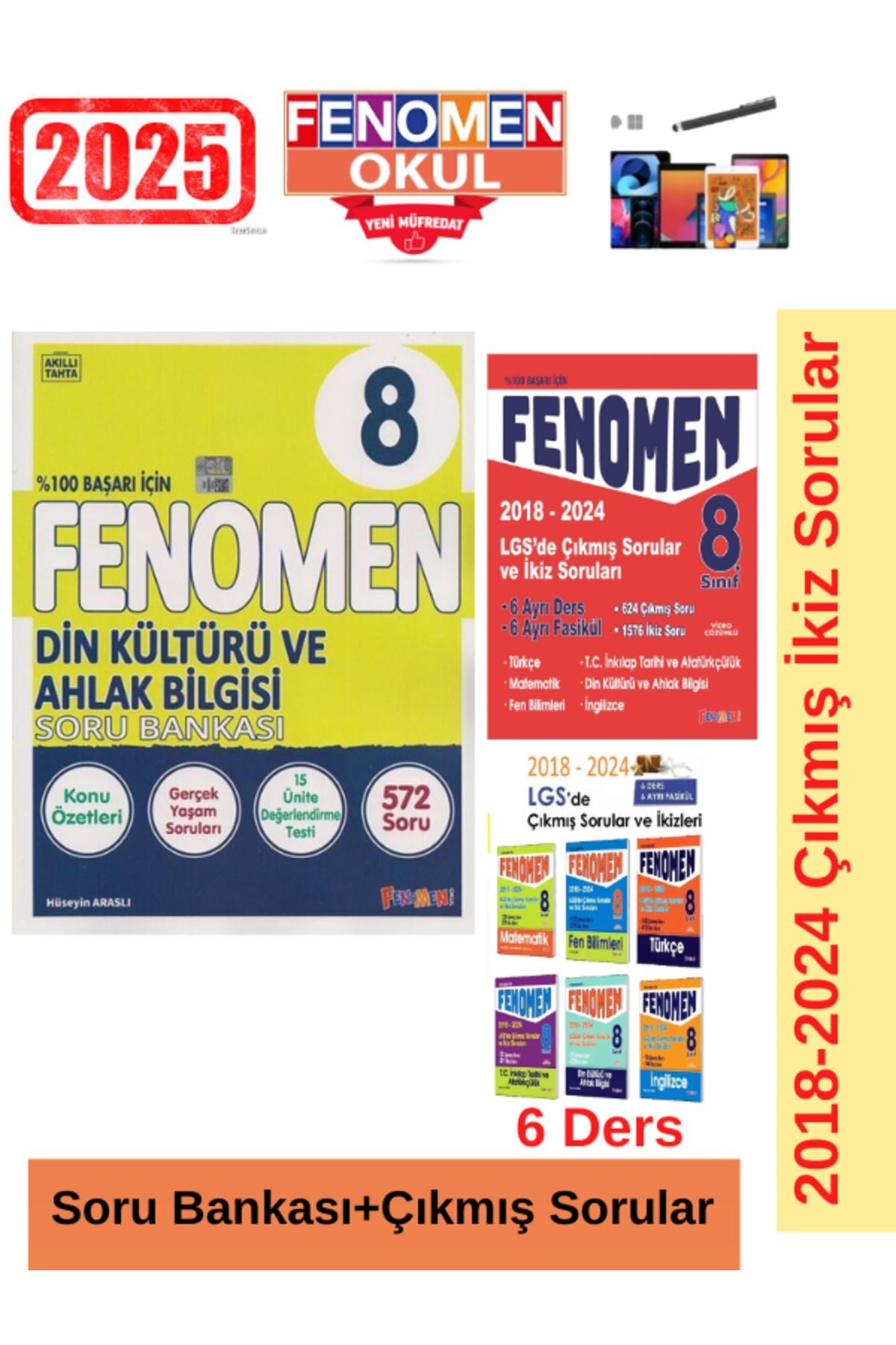 2025 8.Sınıf Din Kültürü 572 Soru Bankası+Lgs 2018-2024  Çıkmış İkiz Soru Seti+Kalem