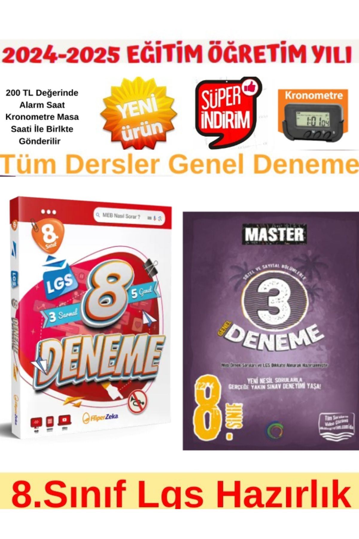 2025 8.Sınıf Lgs Tüm Dersler 3+5 Deneme+Okyanus Master 8.Sınıf Lgs Tüm Dersler 3lü Deneme+Kronometre