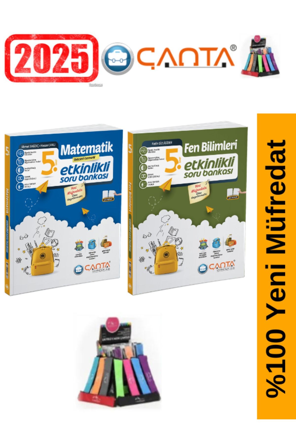 Çanta Yayınları 5.Sınıf Matematik-Fen Video Çözümlü Etkinlikli Soru Bankası+Kalemlik