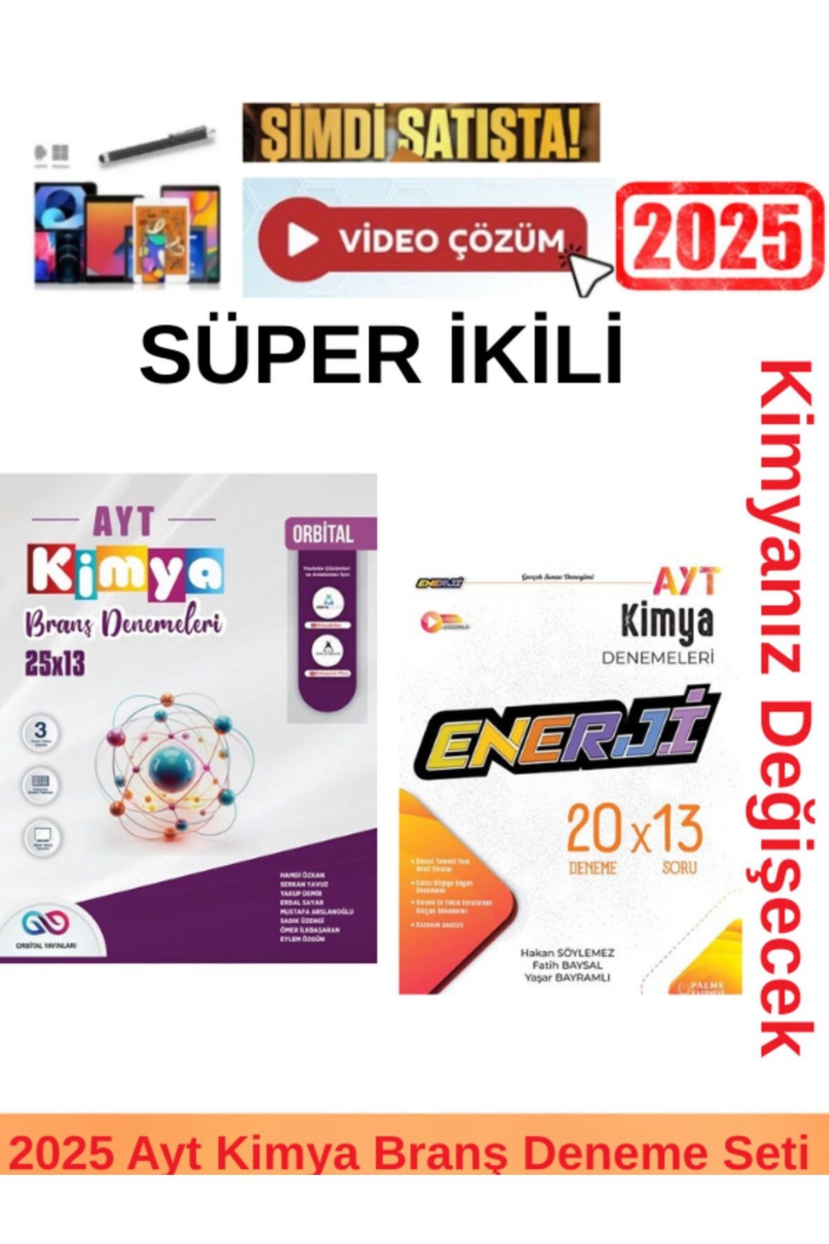 2025 Ayt Kimya 25x13 Branş Deneme+Palme Ayt Enerji Kimya 20x13 Branş Deneme Seti+ Kalem