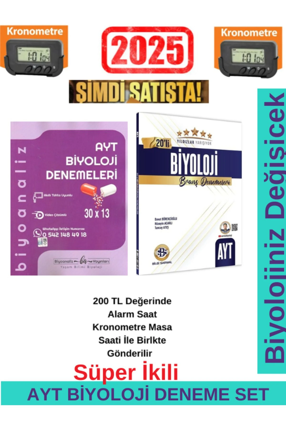Biyoanaliz 2025 AYT Biyoloji 30x13 Deneme+Sarmal Yıldızlar Ayt Biyoloji 20 Branş Deneme+Kronometre
