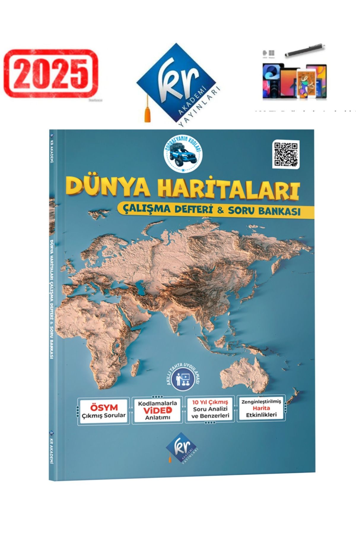 Coğrafyanın Kodları Dünya Haritaları Çalışma Defteri ve Soru Bankası KR Akademi+ Kalem