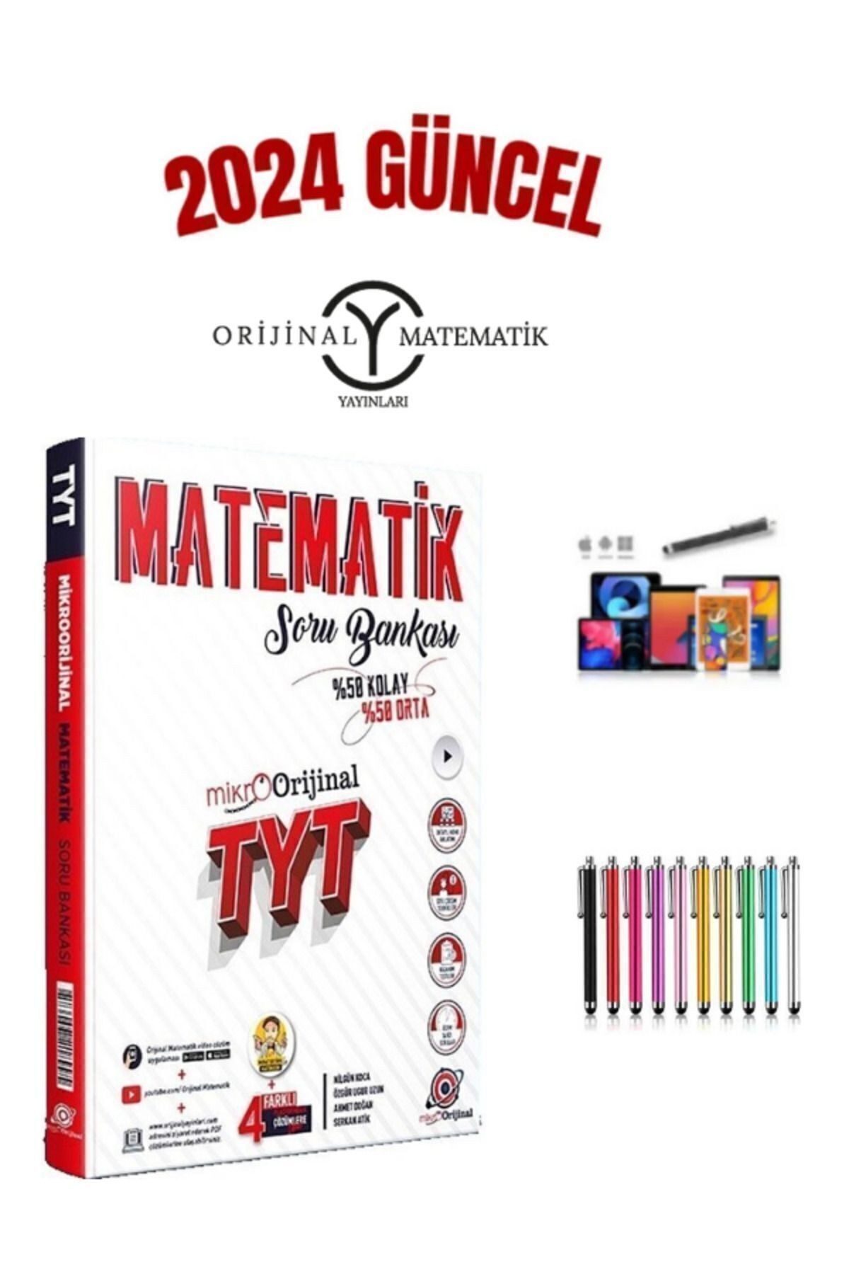 2024 Mikro Orijinal Tyt Matematik (%50 Kolay-%50 Zor) 4 Farklı Çözümlü Soru Bankası+Dokunmatik Kalem