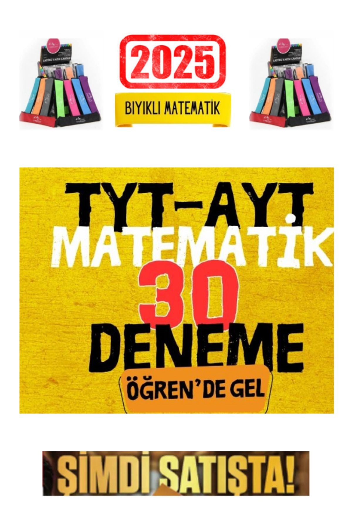 Bıyıklı Matematik TYT İlk 12-AYT İlk 10 Soru Matematik 30 Deneme- Öğren de Gel+22 Net+Kalemlik