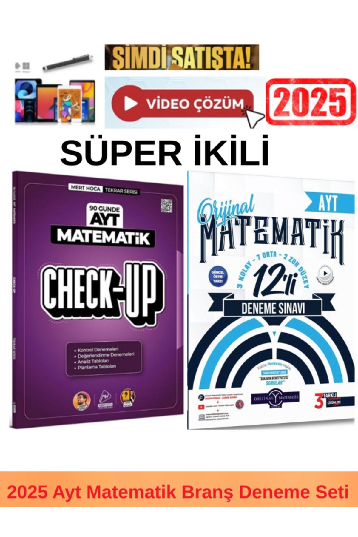 2025 Ayt Check Up 90 Günde Matematik Deneme+Orijinal Ayt Matematik 12 Deneme+ Kalem