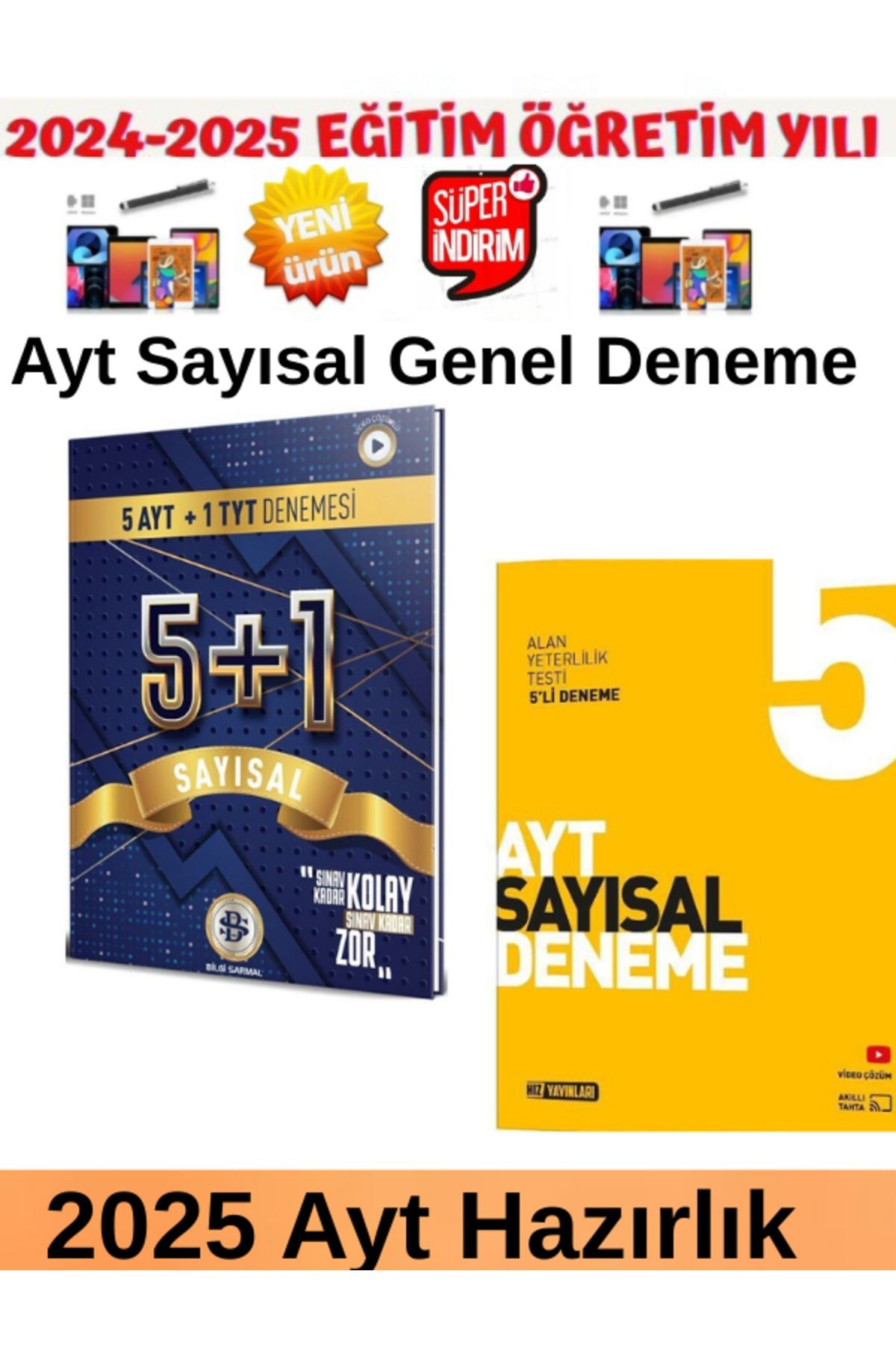 2025 Ayt 5+1 Sayısal Deneme+Hız Yayınları Ayt Sayısal 5 Deneme Sınavı Seti+Android Kalem