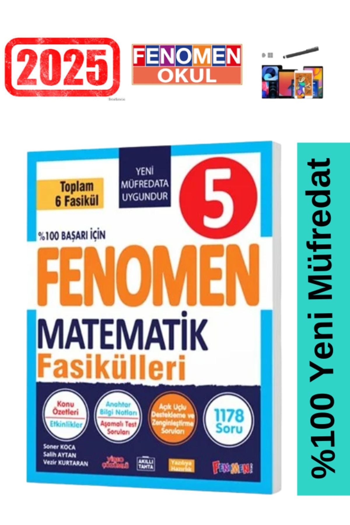 2025 5.Sınıf Matematik Fasikül Konu Özetli Soru Bankası 6 Fasikül 1178 Soru Yeni Müfredat+Kalem