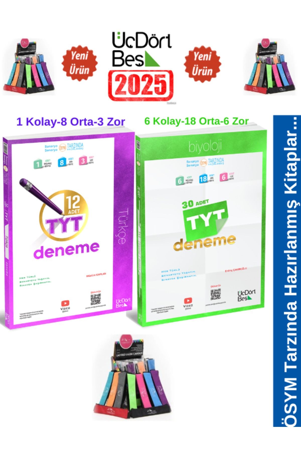 2025 Tyt Türkçe 12 Adet-Tyt Biyoloji 30Adet Deneme Sınavı Seti+Kalemlik