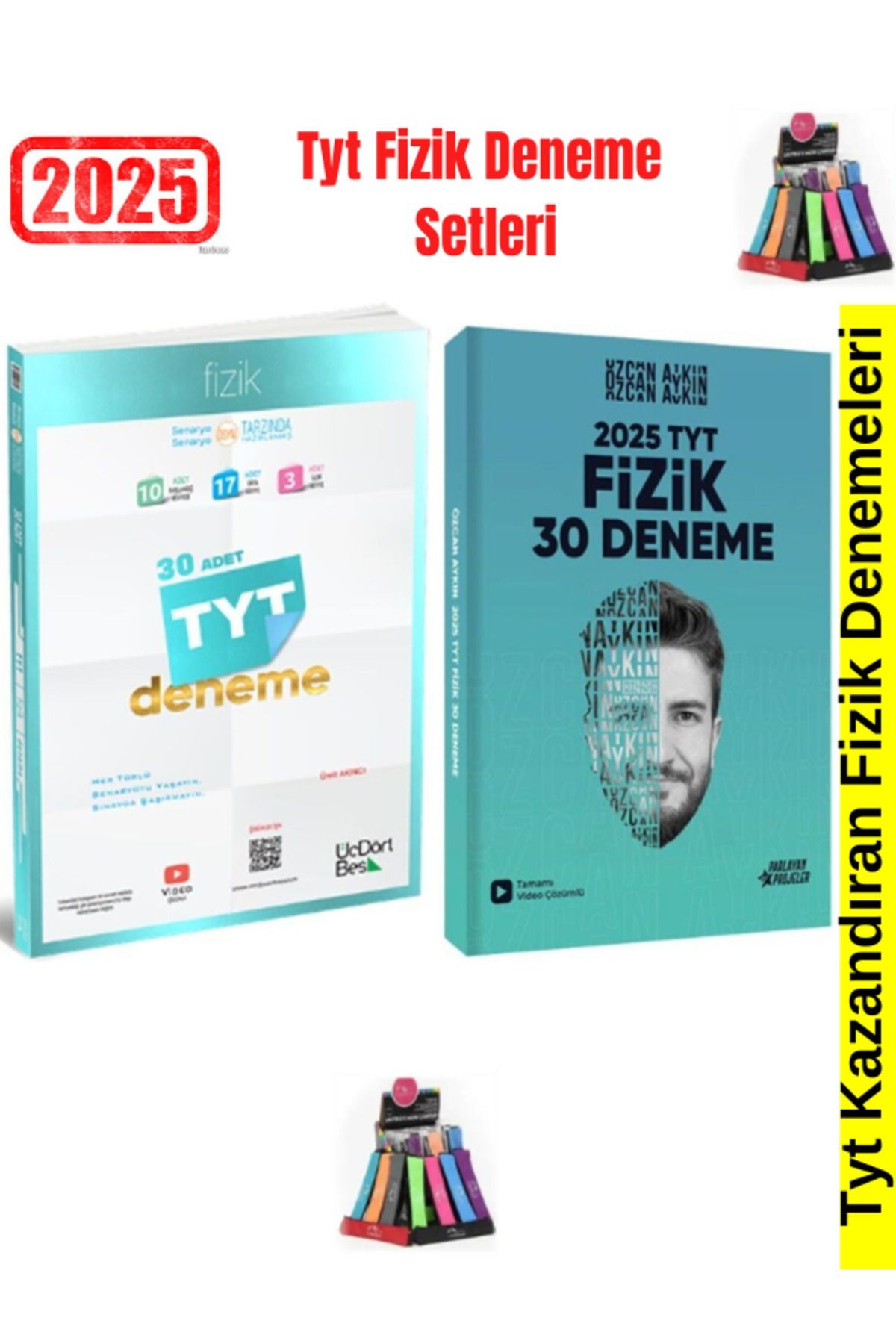 2025 Tyt Fizik 30 Adet Deneme+Özcan Aykın Tyt Fizik 30 Adet+Deneme Seti(Tırtıl Kitap)+Kalemlik