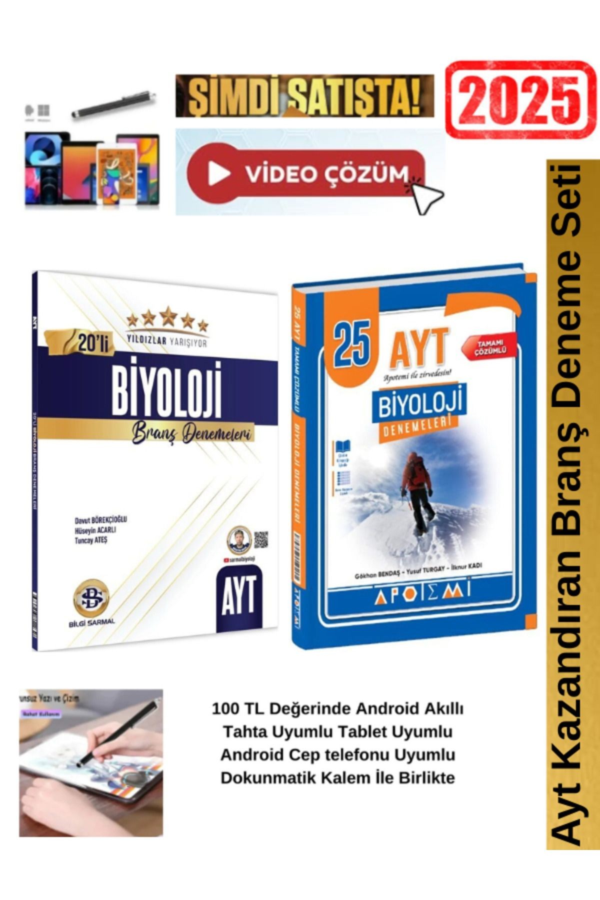 Yıldızlar Ayt Biyoloji 20 li Branş Deneme+Apotemi Ayt Biyoloji 25 li  Deneme Seti+Android Kalem