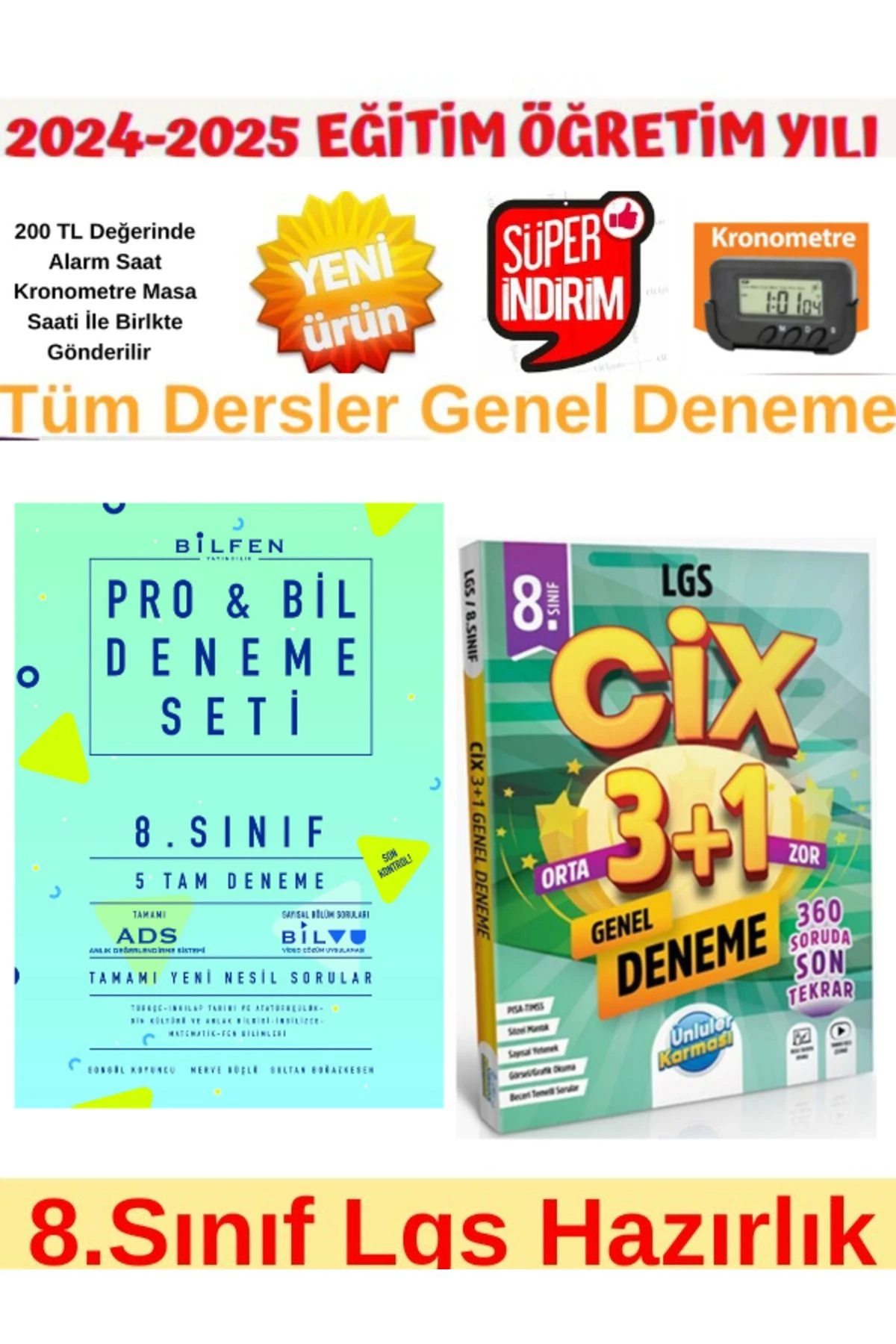 2025 8.Sınıf Lgs Probil 5 li Deneme+Ünlüler 8.Sınıf Cix 3+1 Lgs Tüm Dersler Deneme+Kronometre