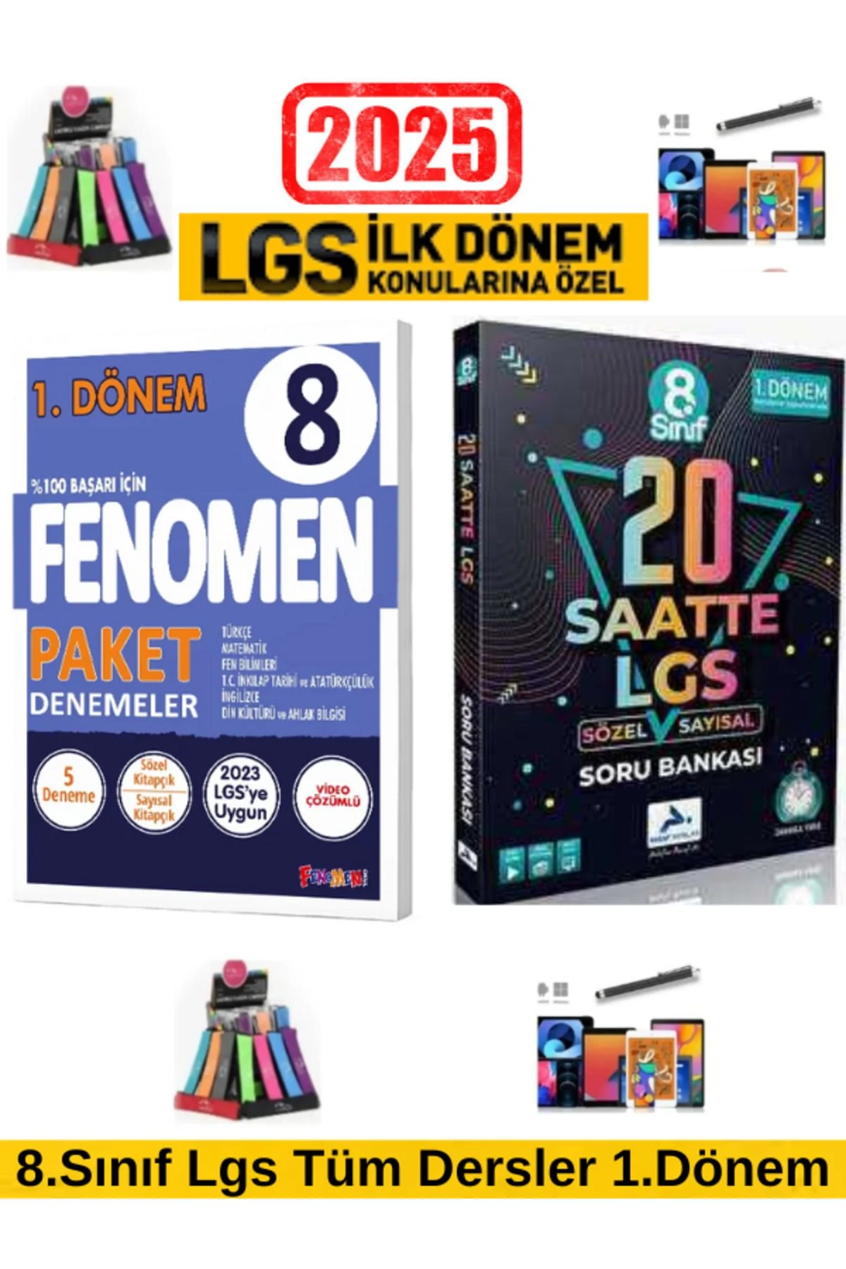 2025 8.Sınıf Lgs 1.Dönem 8 Li Paket Deneme+Paraf Lgs 8.Sınıf 20 Saatte Sayısal-Sözel Soru