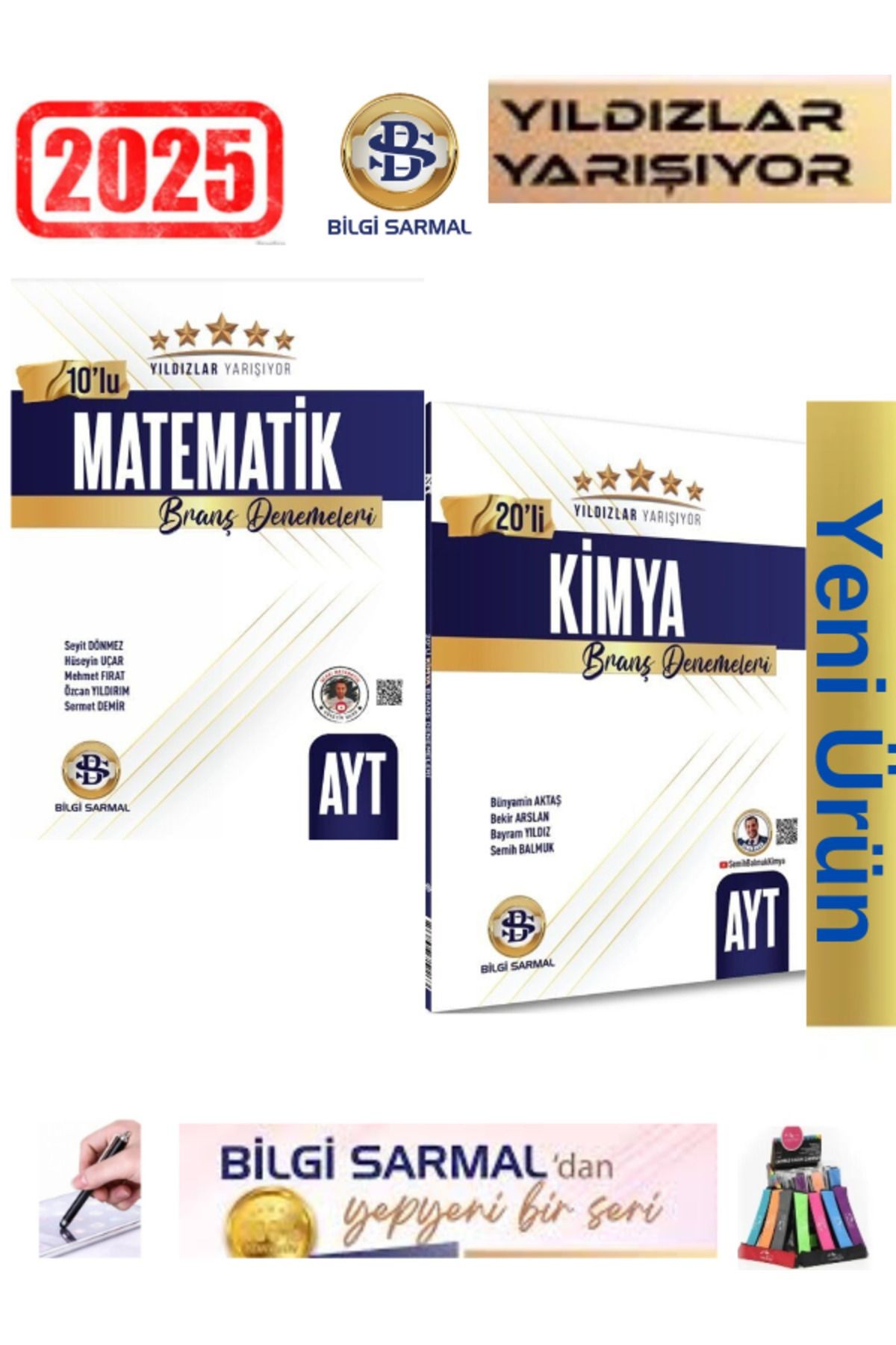 2025 AYT Kimya20-Matematik10 Yıldızlar Yarışıyor 30 lu Branş Denemesi(Yeni Ürün)+Kalem+Kalemlik