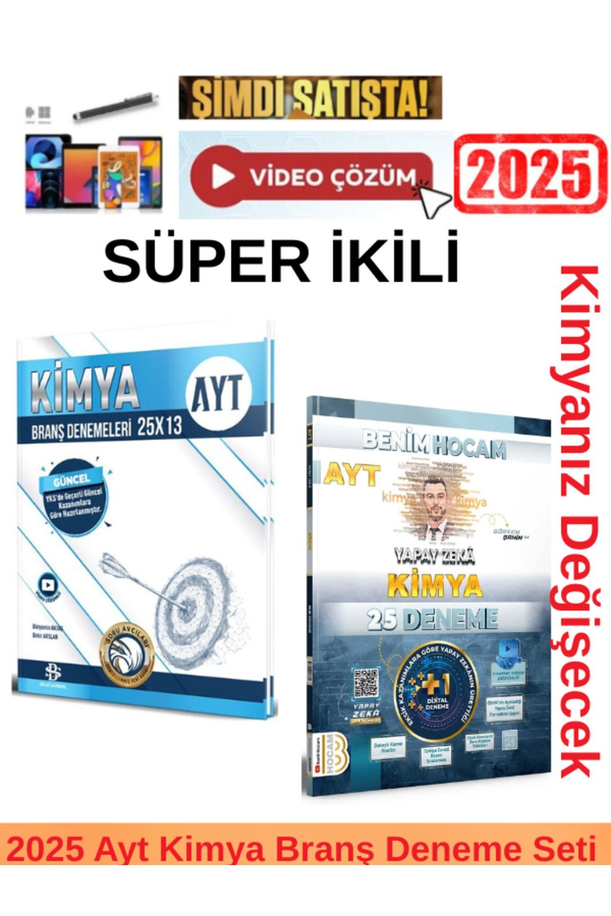 2025 Ayt Kimya 25x13 Branş Deneme +Benim Hocam Ayt Yapay Zeka Kimya 25 Deneme Seti+ Kalem