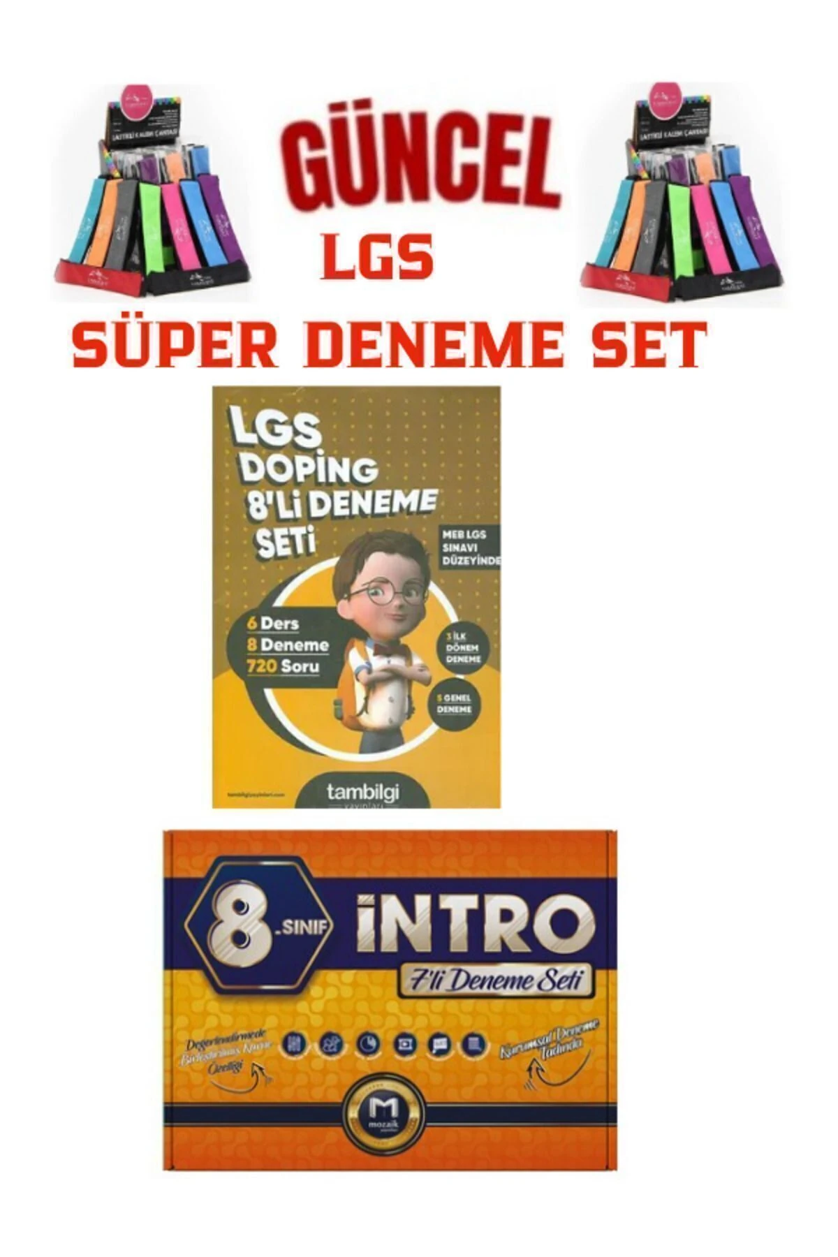 TamBilgi Yayınları Doping 8 li Deneme(720Soru)+Mozaik İntro 8.Sınıf Lgs Deneme Seti+Kalemlik