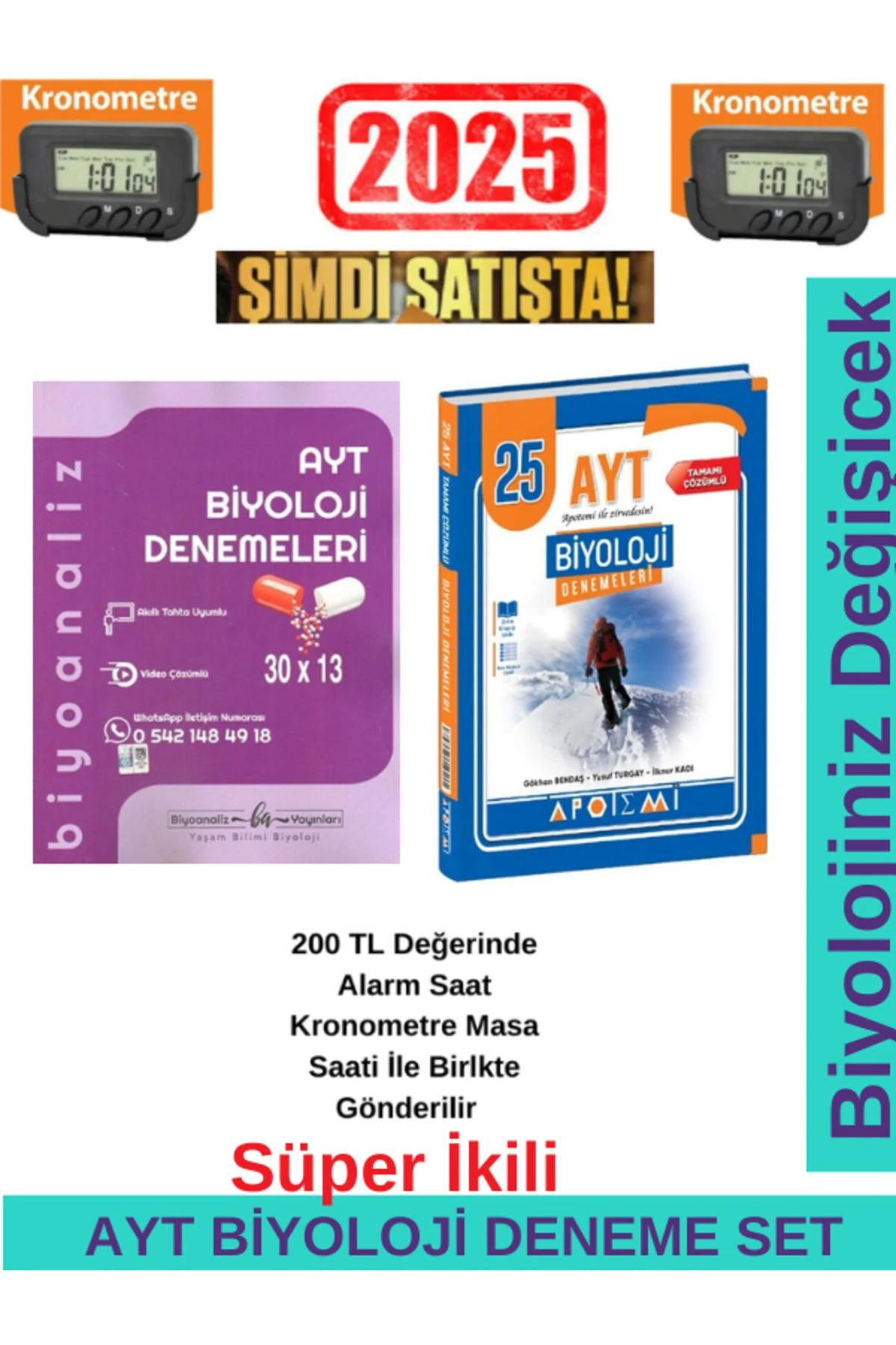 Biyoanaliz 2025 AYT Biyoloji 30x13 Denemeleri+Apotemi Ayt Biyoloji 25  Branş Deneme+Kronometre