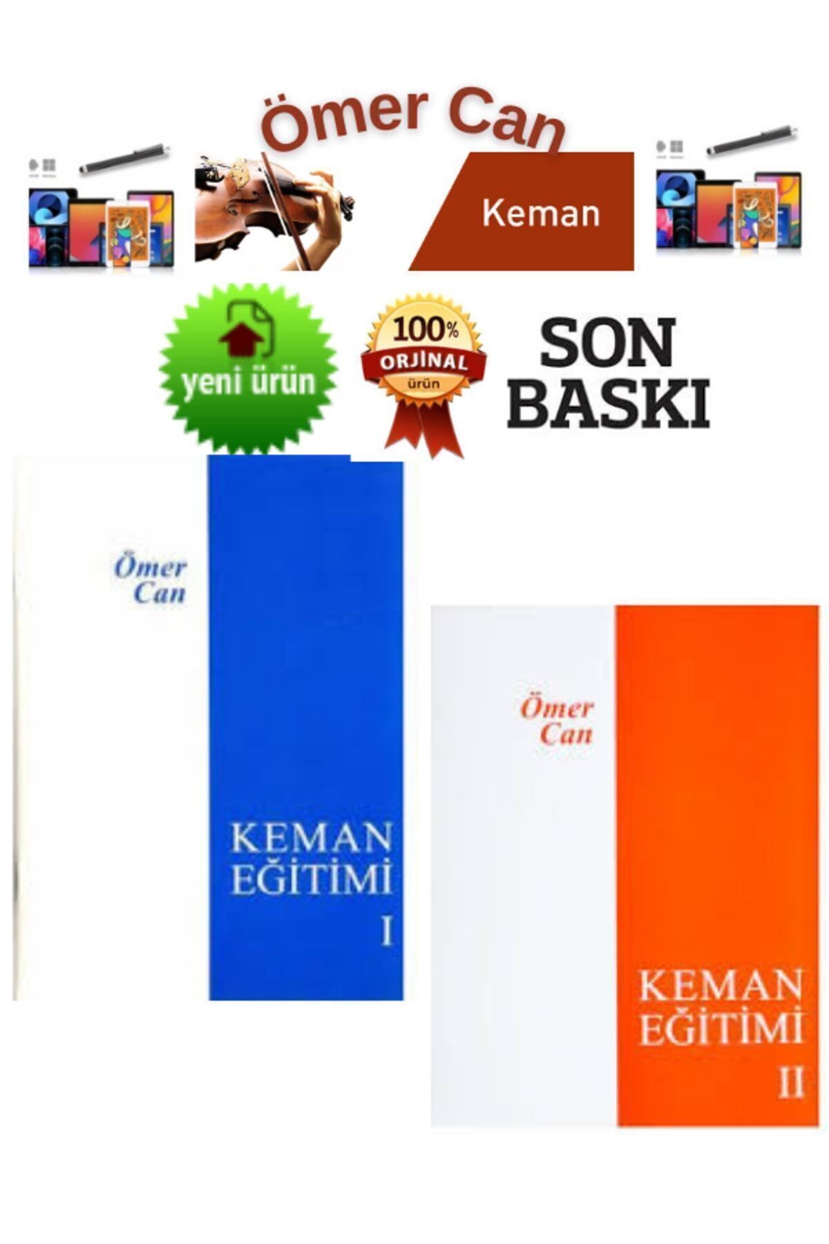 Ömer Can Keman Eğitimi 1-2  (Orijinal Ürün-Son Baskı)2 Kitap+Dokunmatk Kalem