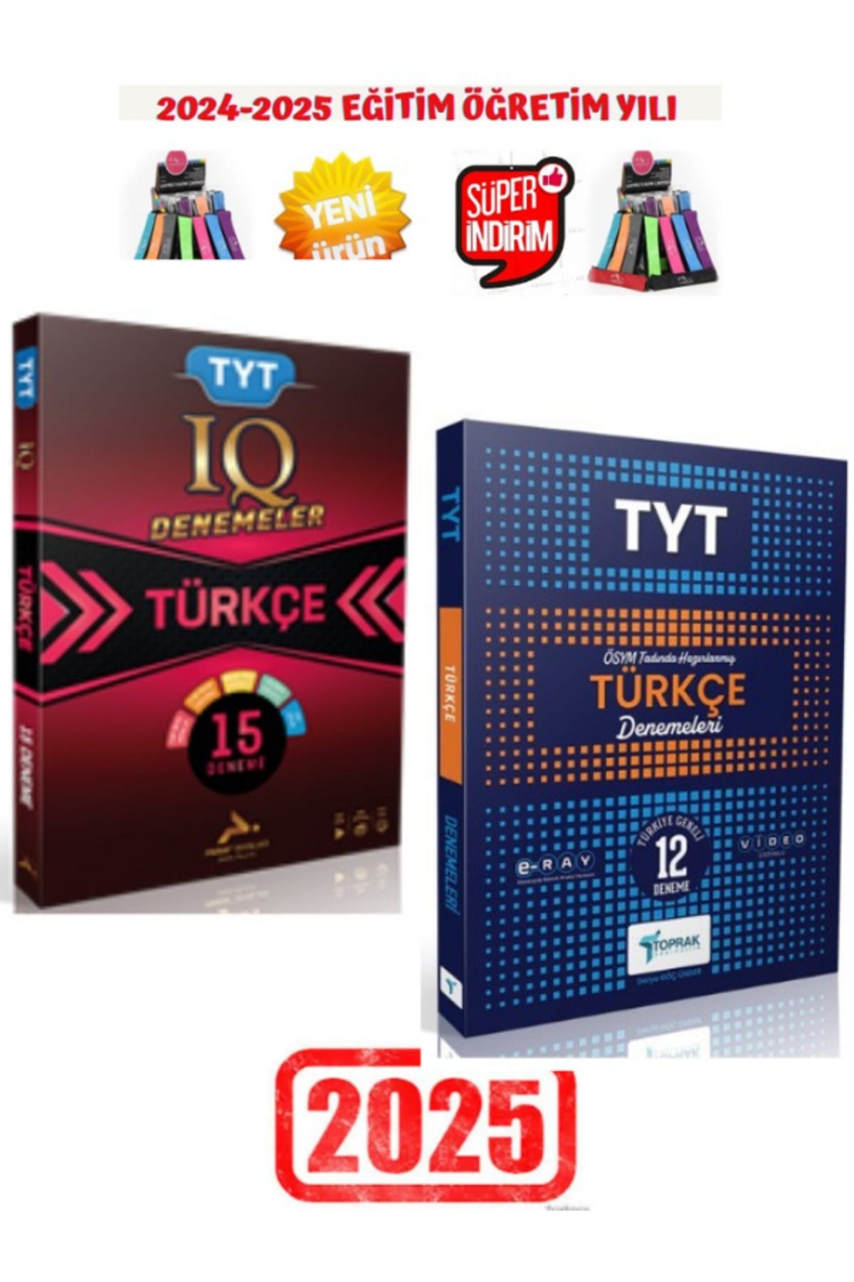 Paraf IQ 2025 Tyt Türkçe 15 Deneme+Toprak Yayınları Tyt Türkçe 12 Deneme Seti+Kalemlik
