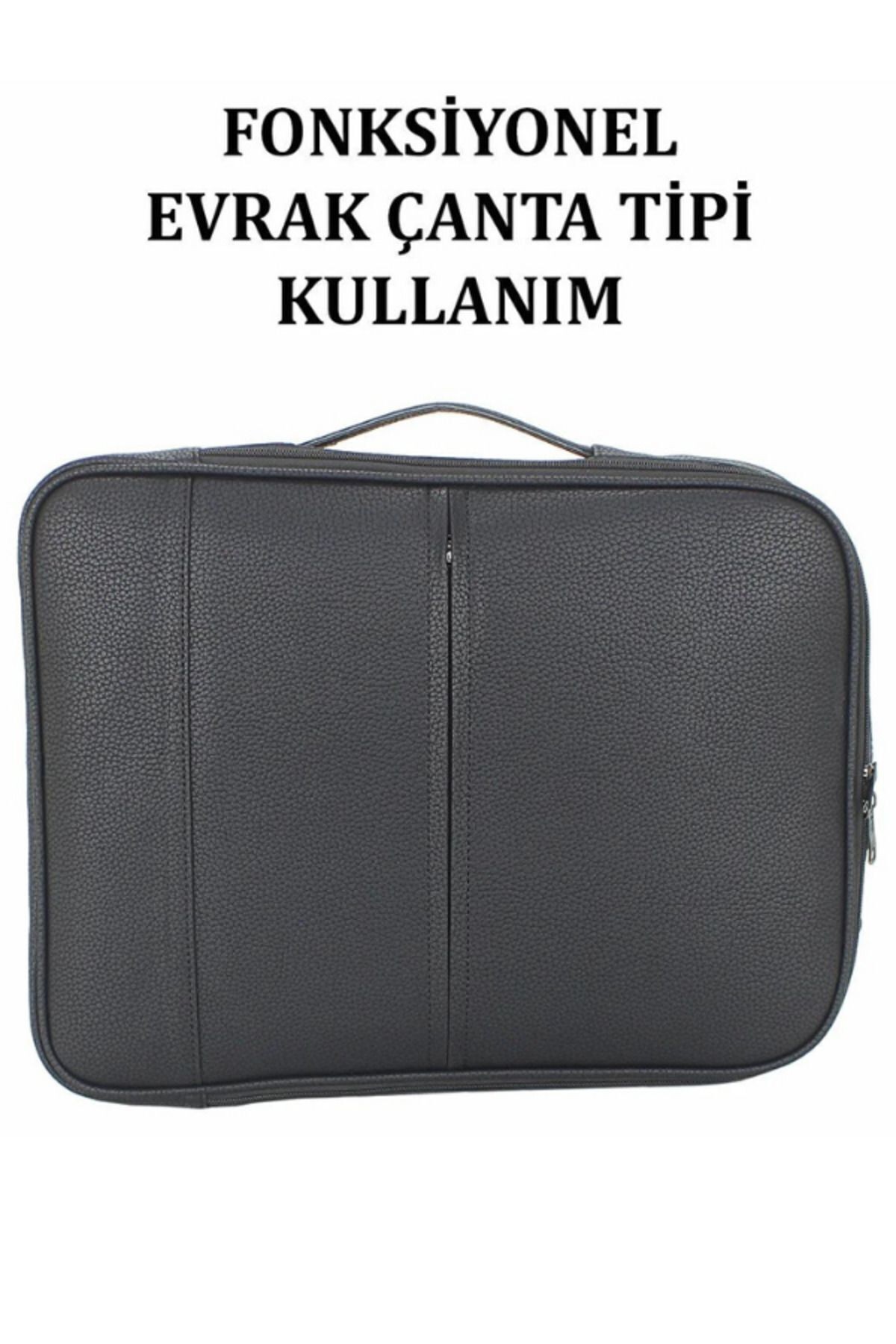 15.6-16 İnç-6 Bölmeli-El-Sırt-Laptop Uyumlu -Suni Deri-Ortapedik Siyah Renk Çanta