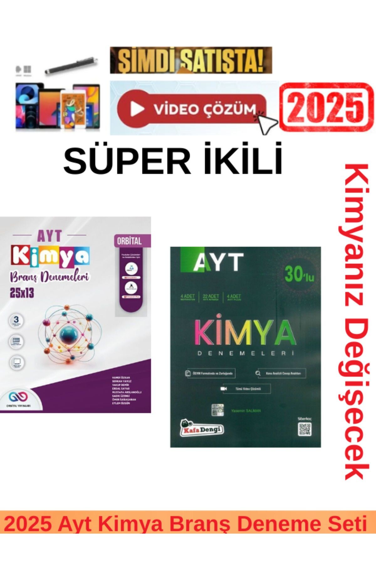 2025 Ayt Kimya 25x13 Branş Deneme+Kafa Dengi Ayt Kimya 30 Branş Deneme Seti+Kalem