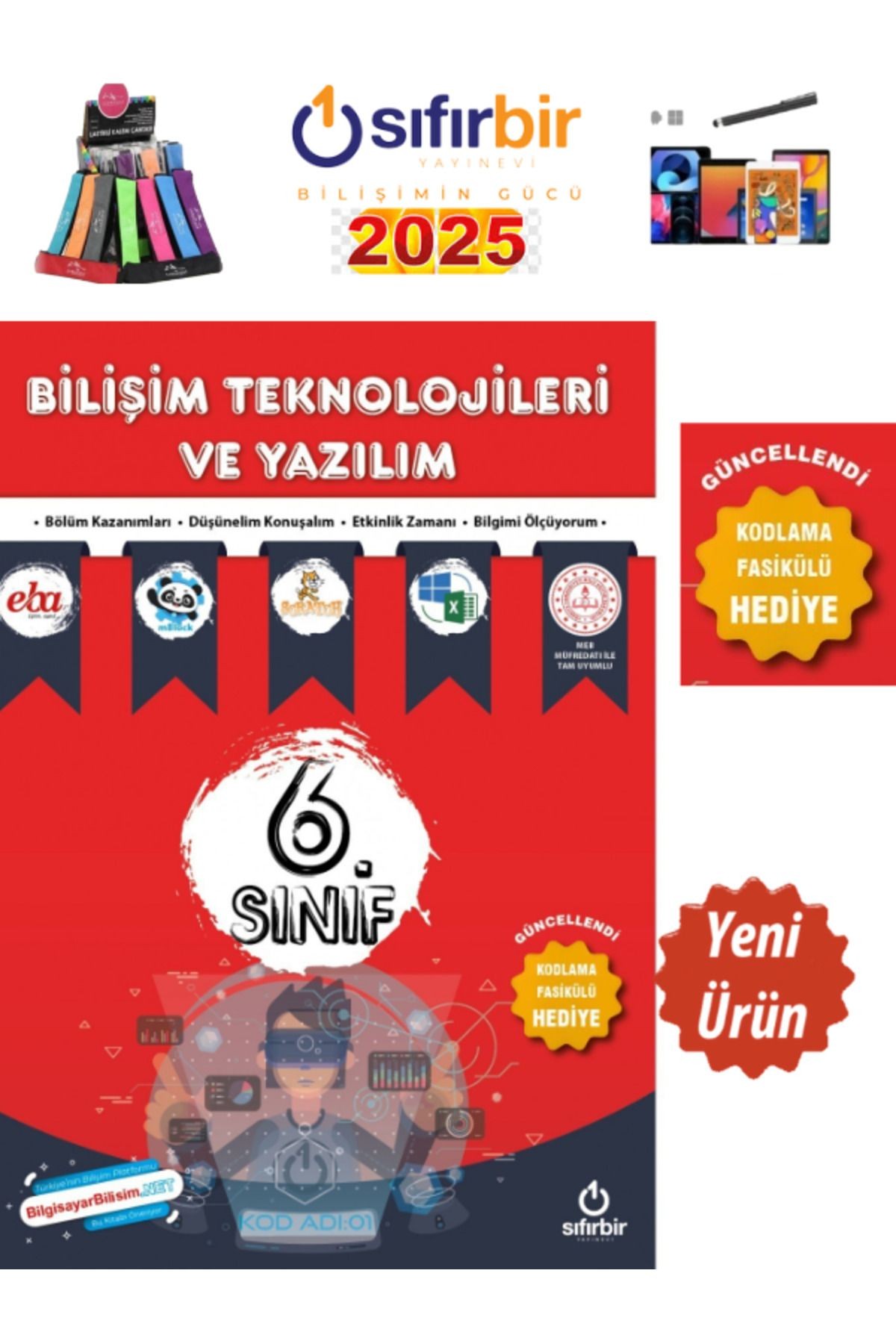2025 MÜFREDAT 6.SINIF BİLİŞİM TEKNOLOJİLERİ VE YAZILIM KİTABI+KALEMLİK+KALEM