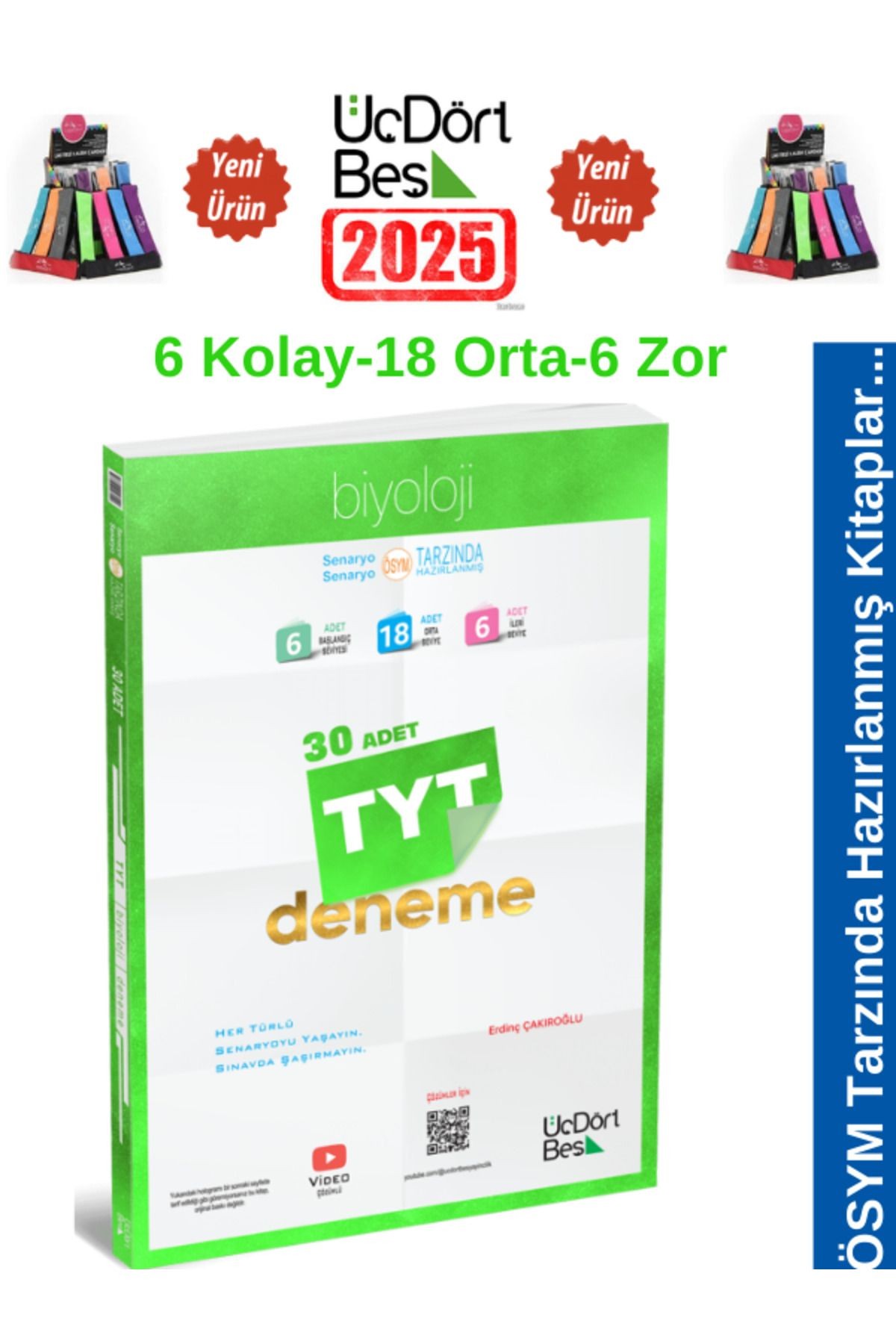 2025 Tyt Biyoloji 30 Adet(6 Kolay-18 Orta-3 Zor )Video Çözümlü Deneme+Kalemlik