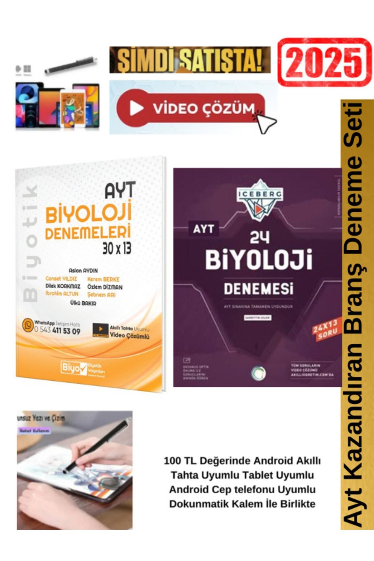 Ayt Biyoloji 30x13 Branş Deneme+Okyanus Ayt Biyoloji 24 Lü Deneme Seti+Android Kalem