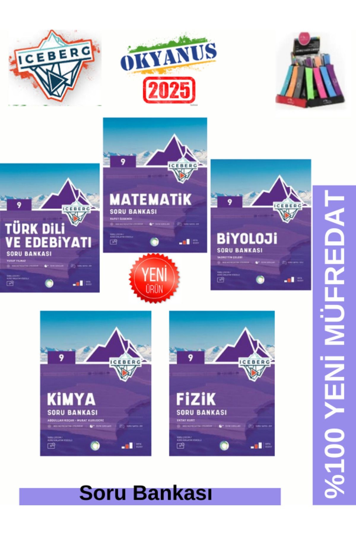2025 9.Sınıf Iceberg Matematik-Edebiyat-Fizik-Kimya-Biyoloji %100 YeniSoru Bankası Seti+Kalemlik