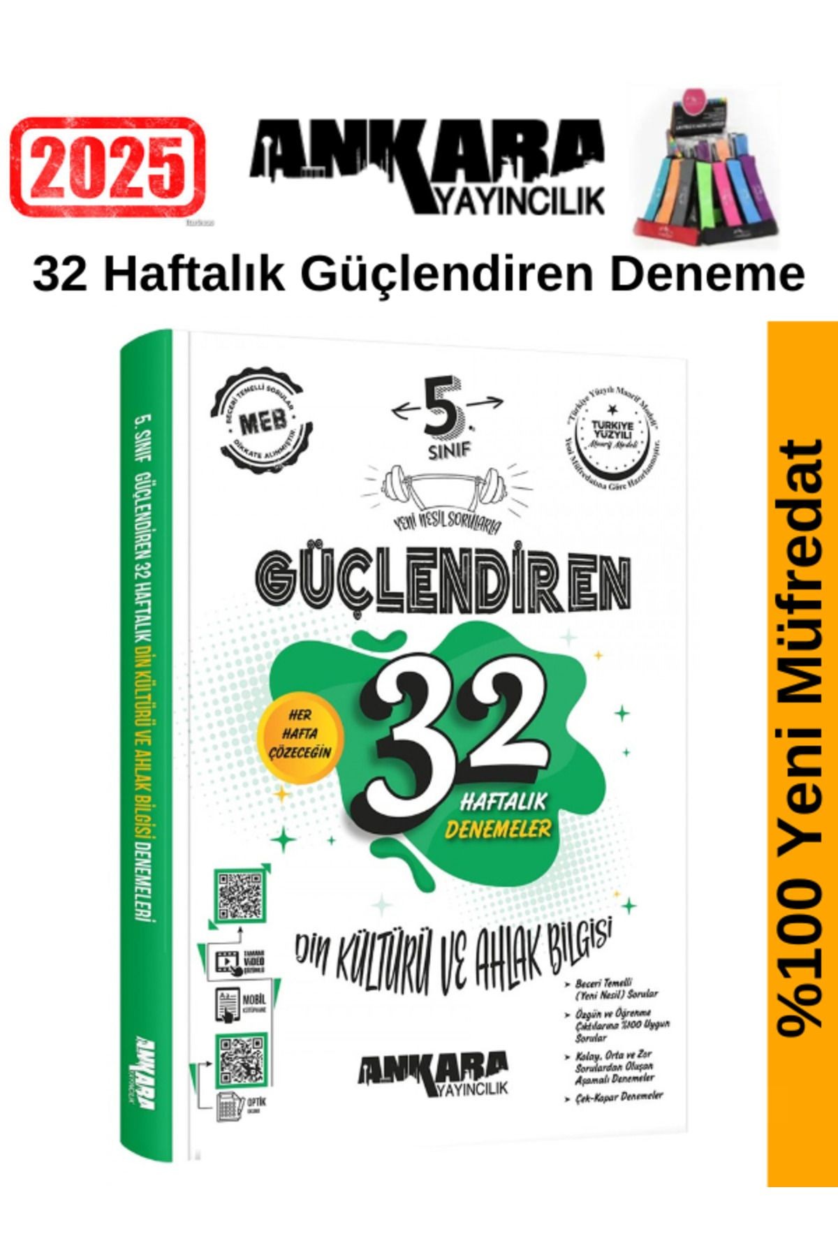 2025 5.Sınıf Güçlendiren Din Kültürü 32 Haftalık Deneme Seti+Kalemlik