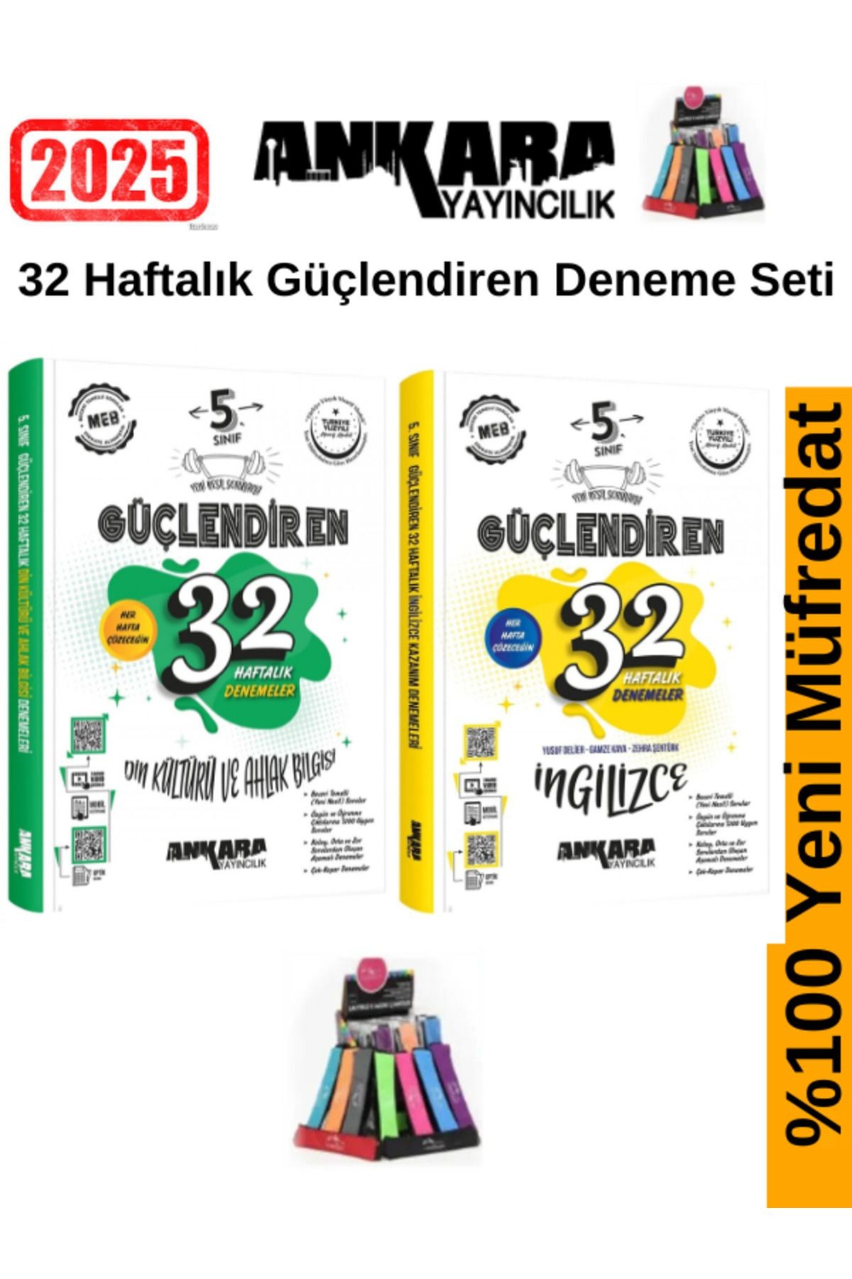 2025 5.Sınıf Güçlendiren Din-İngilzce 32 Haftalık Deneme Seti+Kalemlik