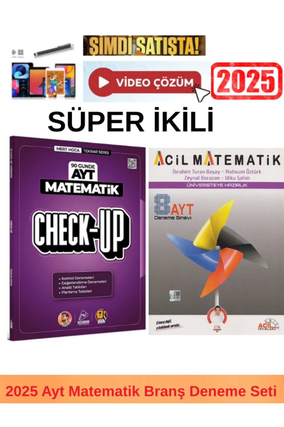 2025 Ayt Check Up 90 Günde Matematik Deneme+Acil Ayt Matematik 8 Deneme+Kalem