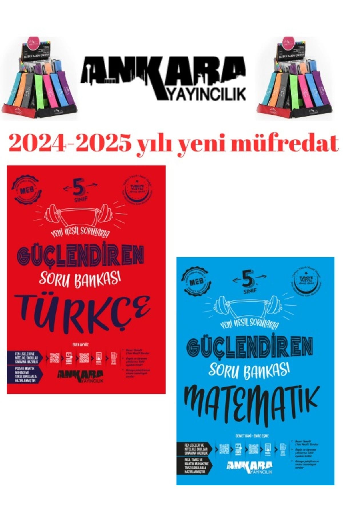 2025 5.Sınıf Matematik-Türkçe - %100 Yeni Müfredat Soru Bankası+Kalemlik