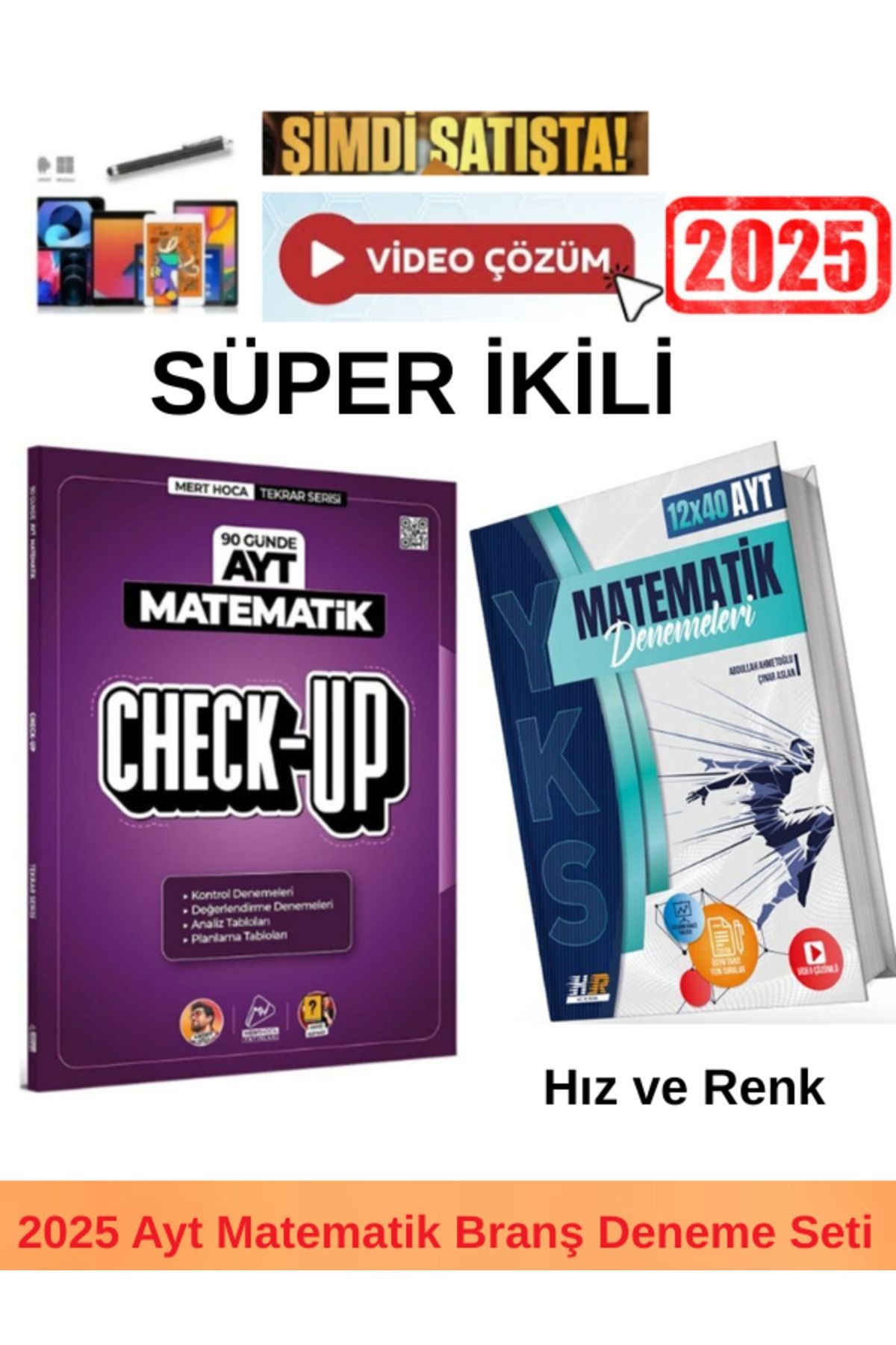 2025 Ayt Check Up 90 Günde Matematik Deneme+Hız Ve Renk Ayt Matematik 12x40 Deneme+Kalem